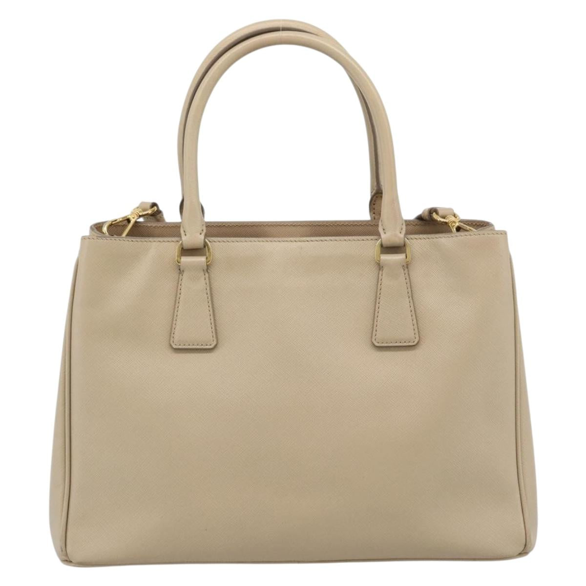 PRADA Galleria Hand Bag Safiano 2way Beige Gold Auth 194655A