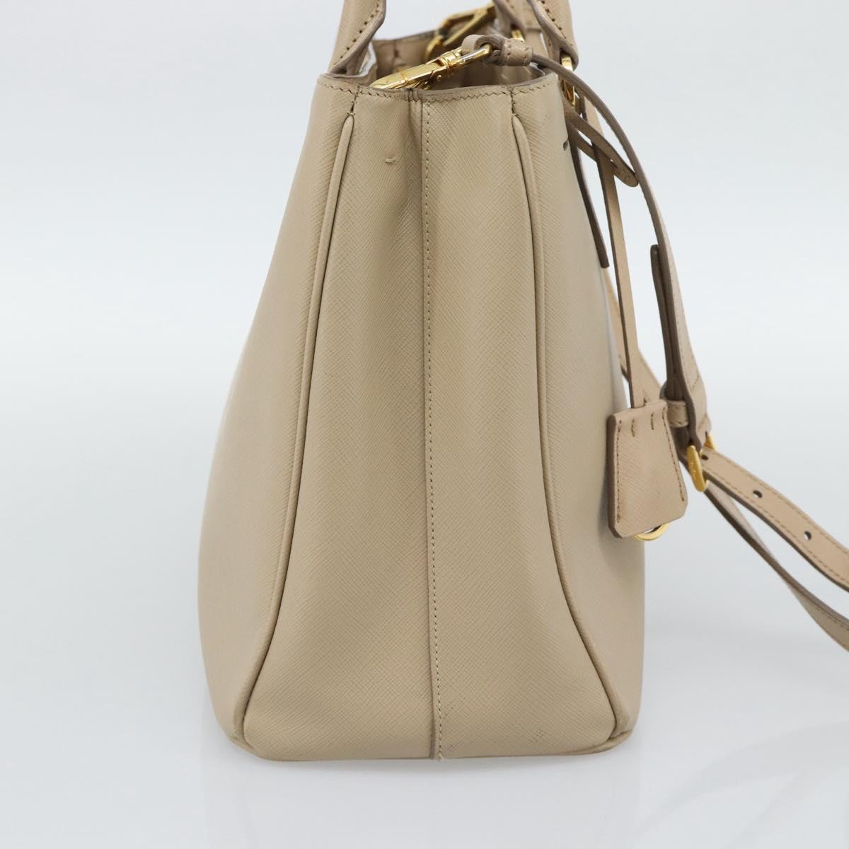 PRADA Galleria Hand Bag Safiano 2way Beige Gold Auth 194655A