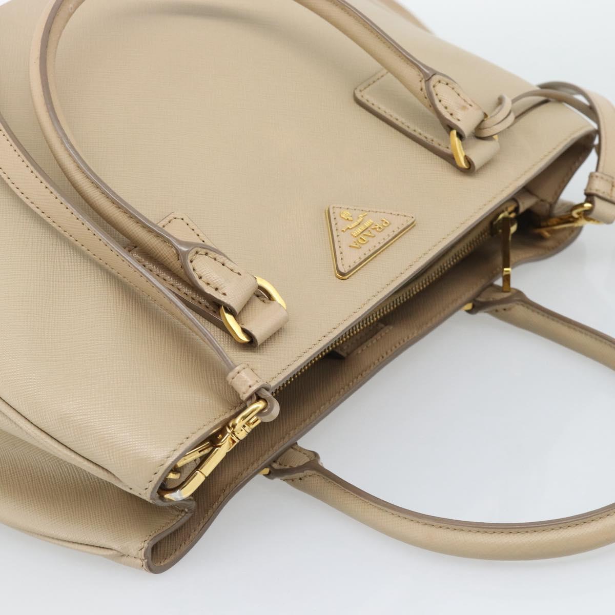 PRADA Galleria Hand Bag Safiano 2way Beige Gold Auth 194655A