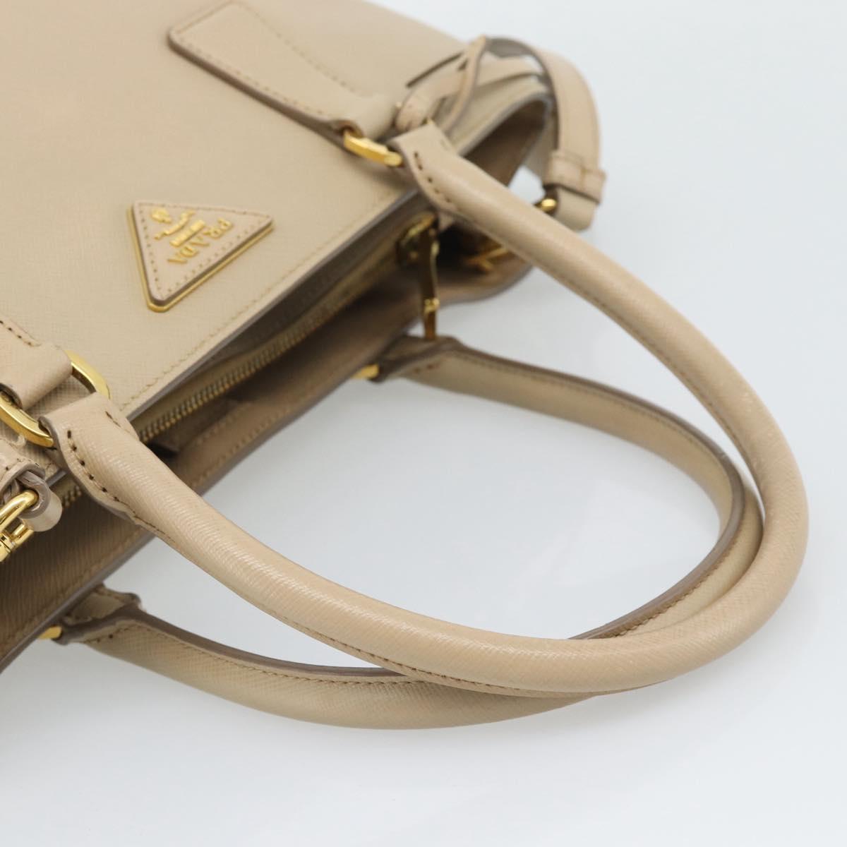 PRADA Galleria Hand Bag Safiano 2way Beige Gold Auth 194655A