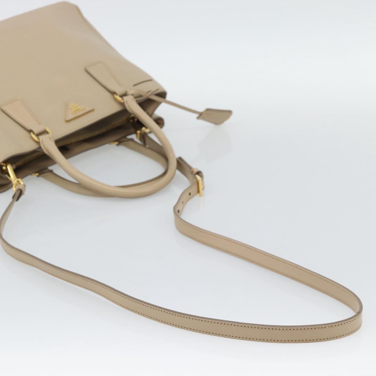 PRADA Galleria Hand Bag Safiano 2way Beige Gold Auth 194655A