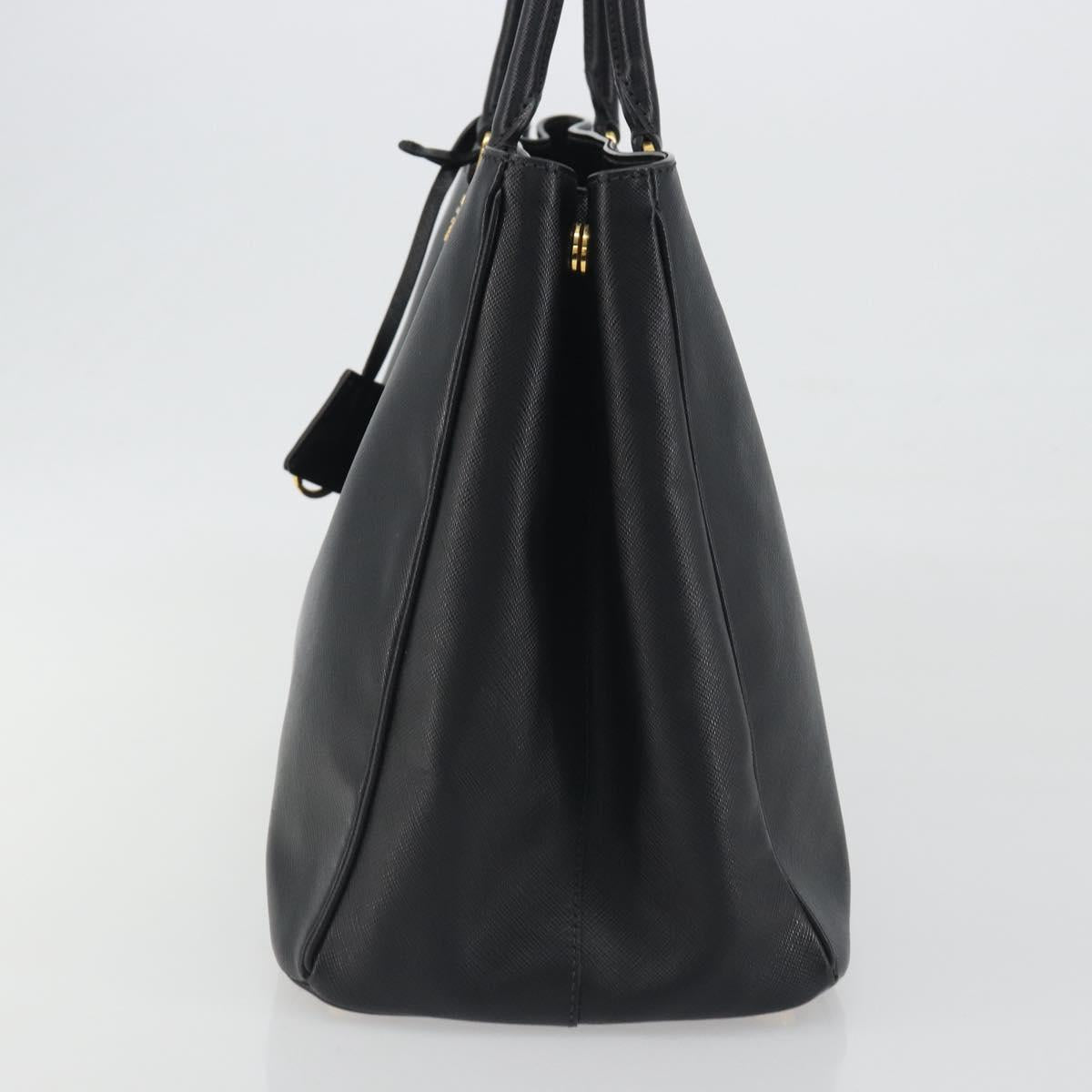 PRADA Galleria Hand Bag Saffiano leather Black Gold Auth 194656V