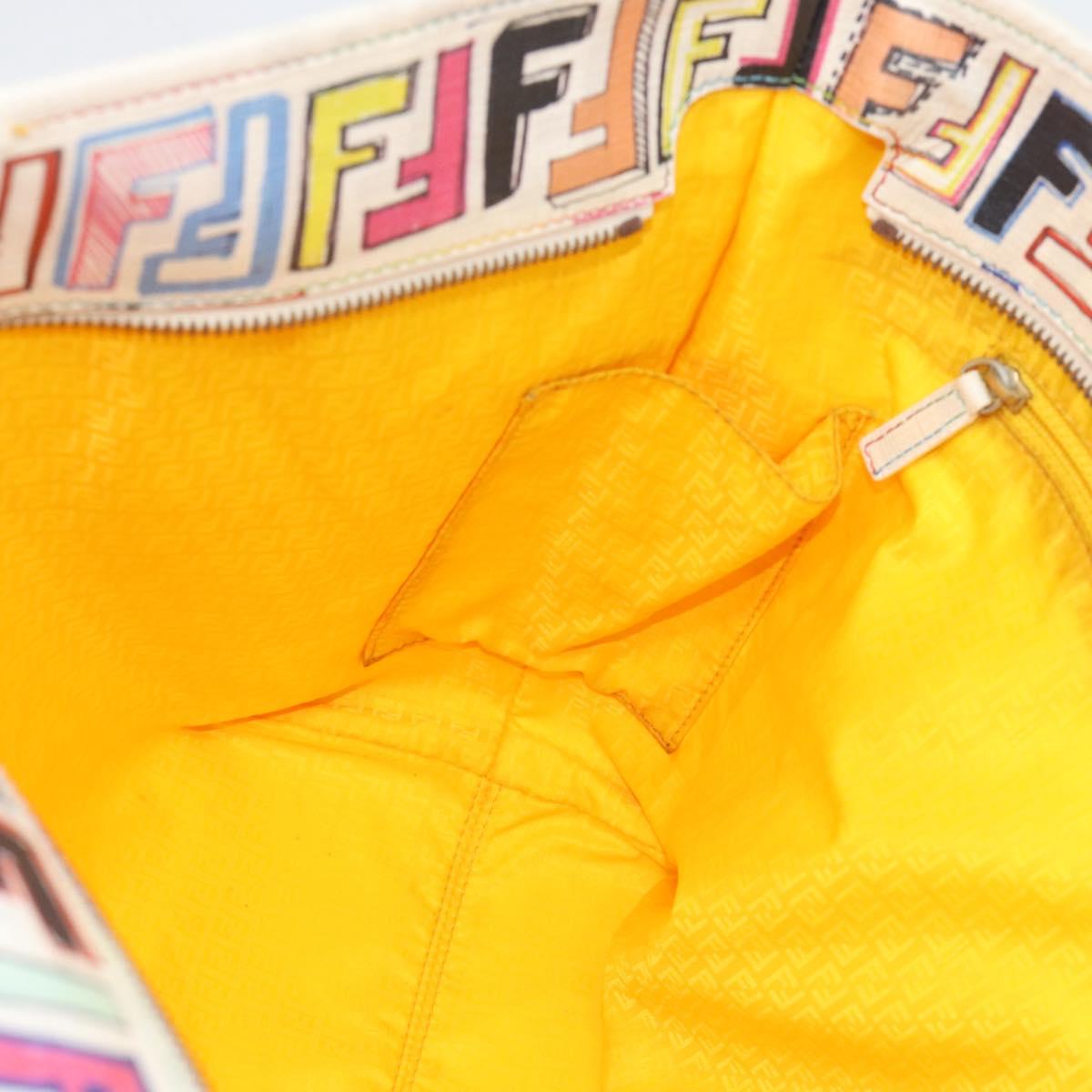 FENDI Zucca Canvas Tote Bag PVC Multicolor Gold Auth 194657V