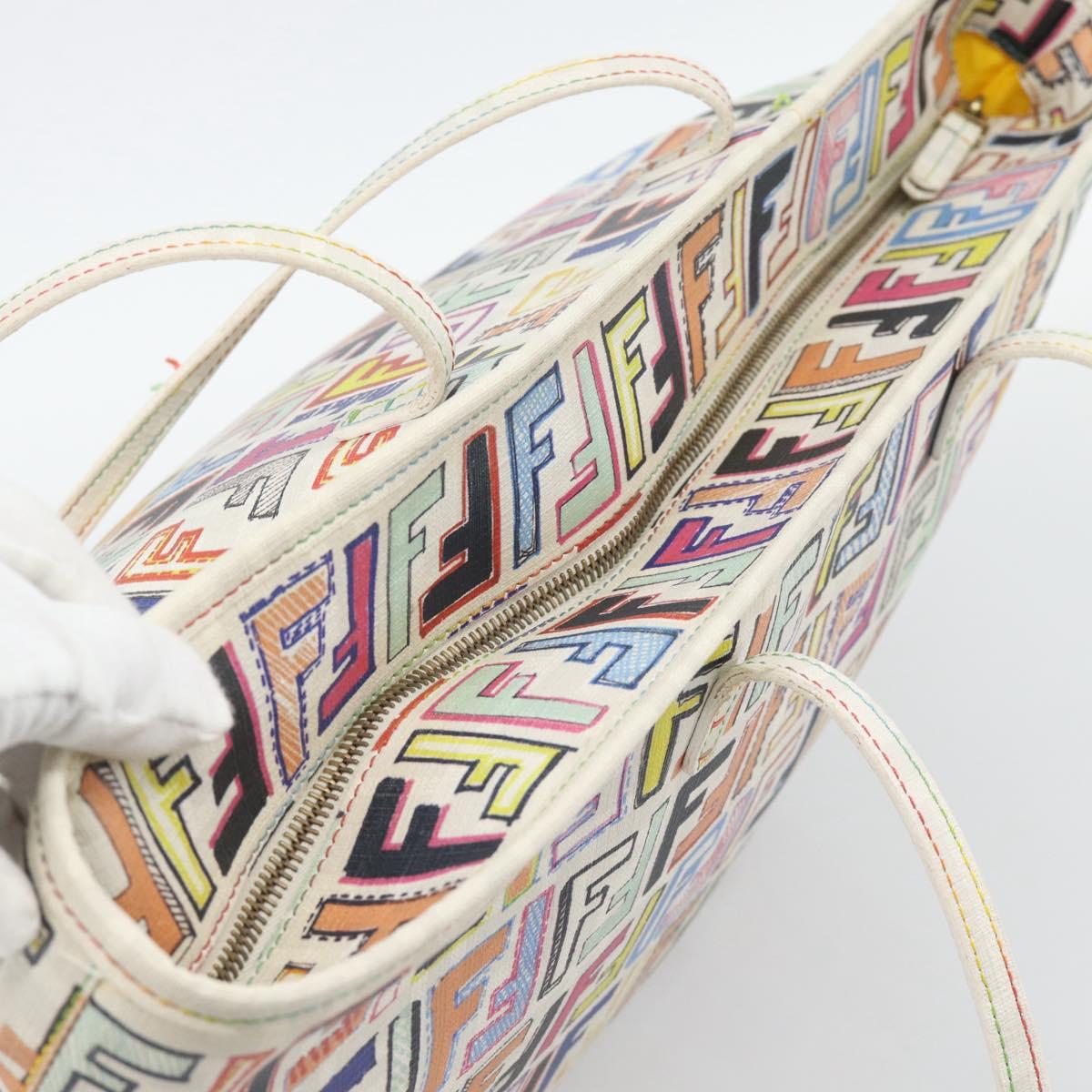 FENDI Zucca Canvas Tote Bag PVC Multicolor Gold Auth 194657V