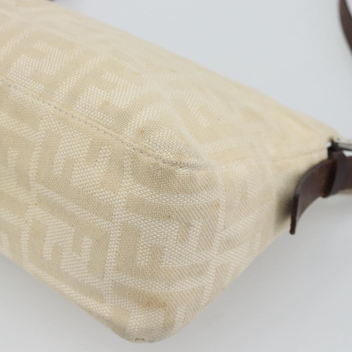 FENDI Zucca Canvas Mamma Baguette Shoulder Bag Ivory Silver Auth 194658