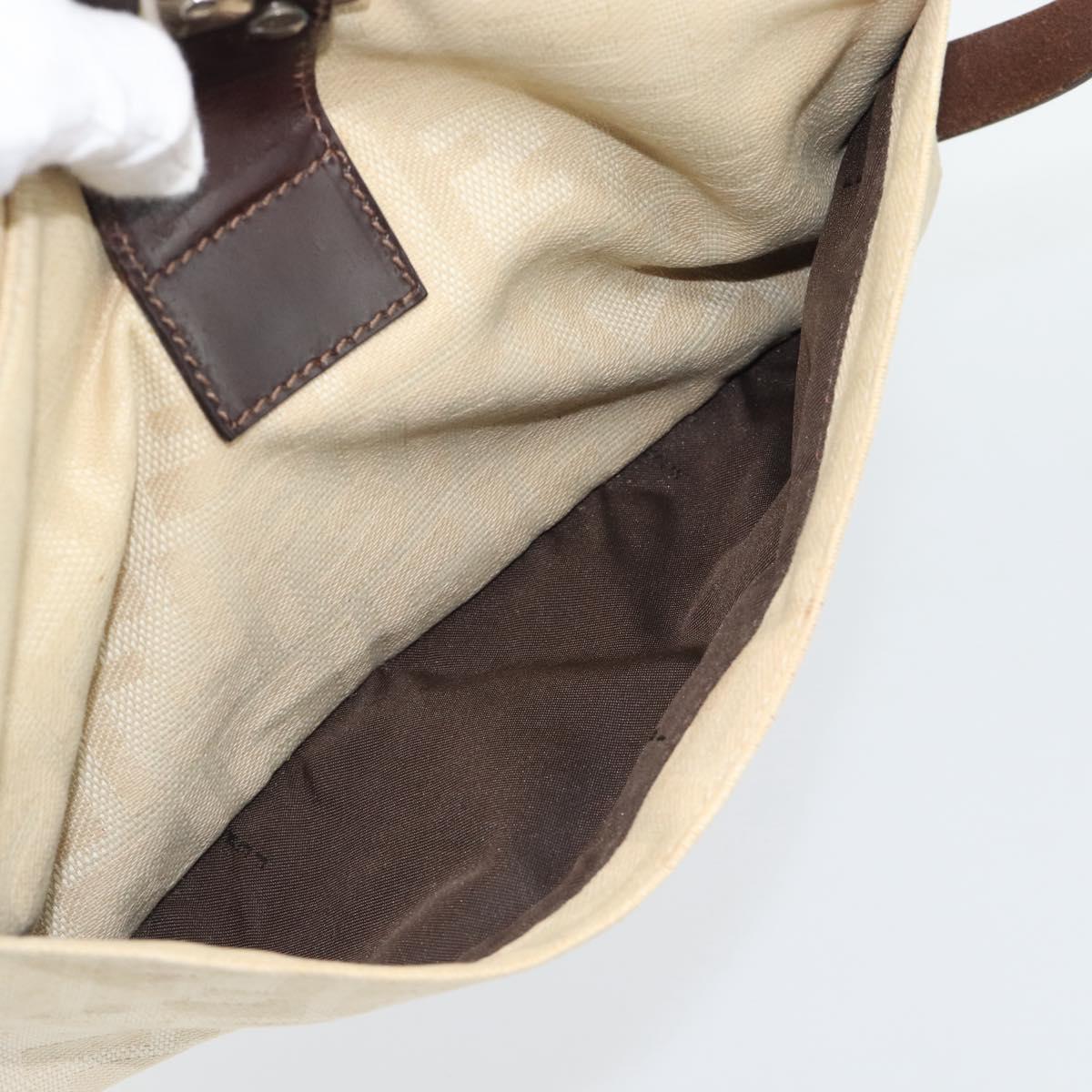 FENDI Zucca Canvas Mamma Baguette Shoulder Bag Ivory Silver Auth 194658