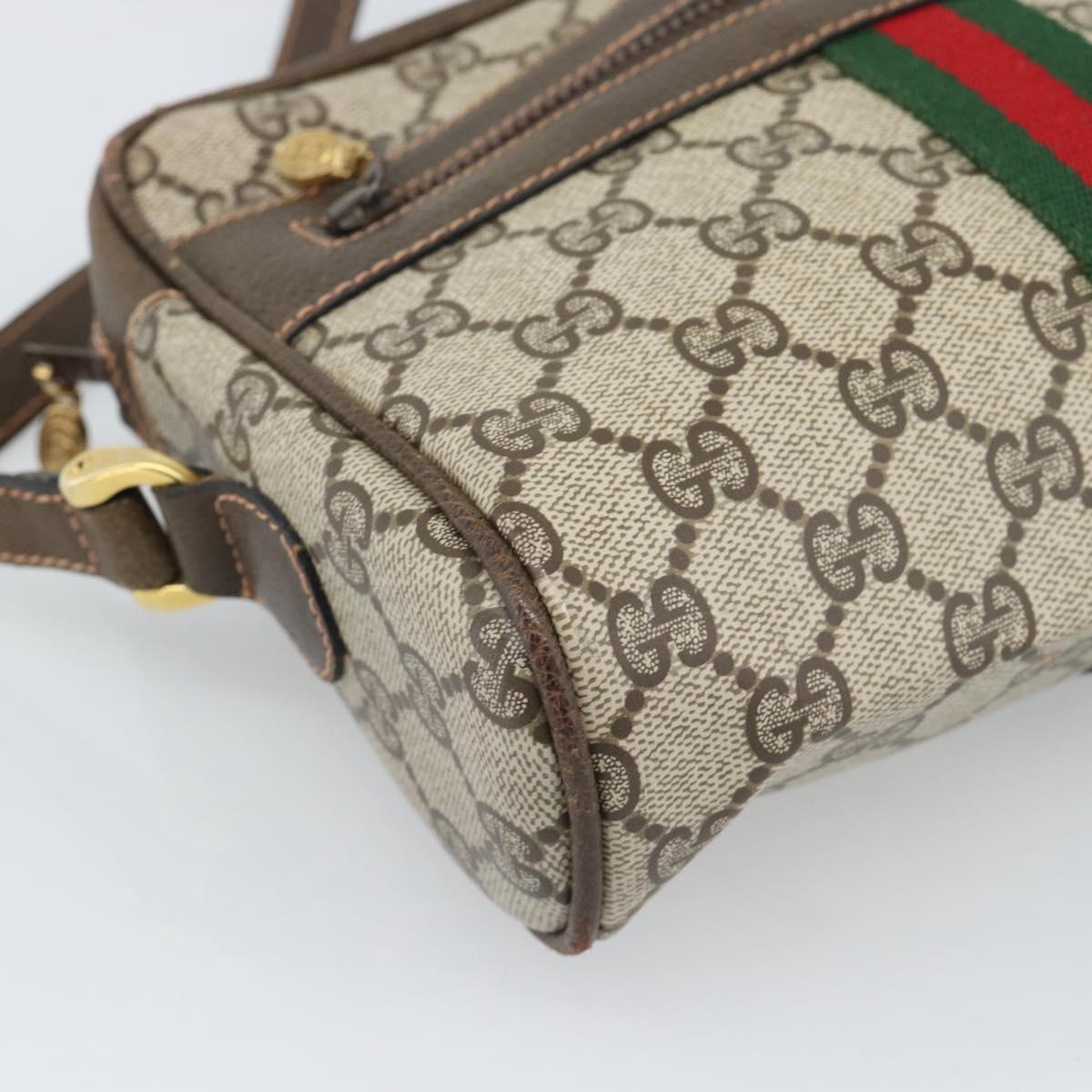 GUCCI GG Supreme Web Sherry Line Shoulder Bag PVC Beige Gold Auth 194659A