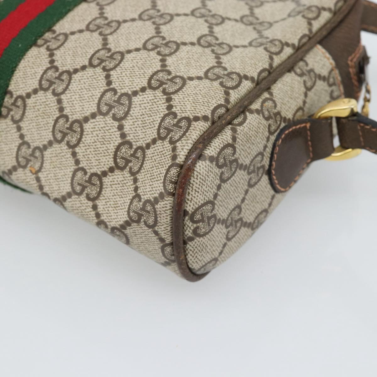 GUCCI GG Supreme Web Sherry Line Shoulder Bag PVC Beige Gold Auth 194659A