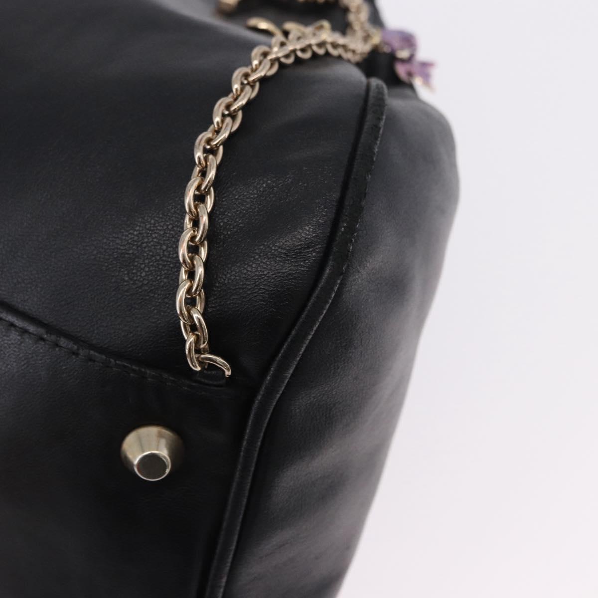 VERSACE Chain Shoulder Bag Leather H&M Collaboration Black Gold Auth 194660A