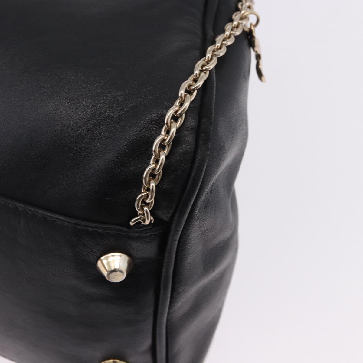 VERSACE Chain Shoulder Bag Leather H&M Collaboration Black Gold Auth 194660A
