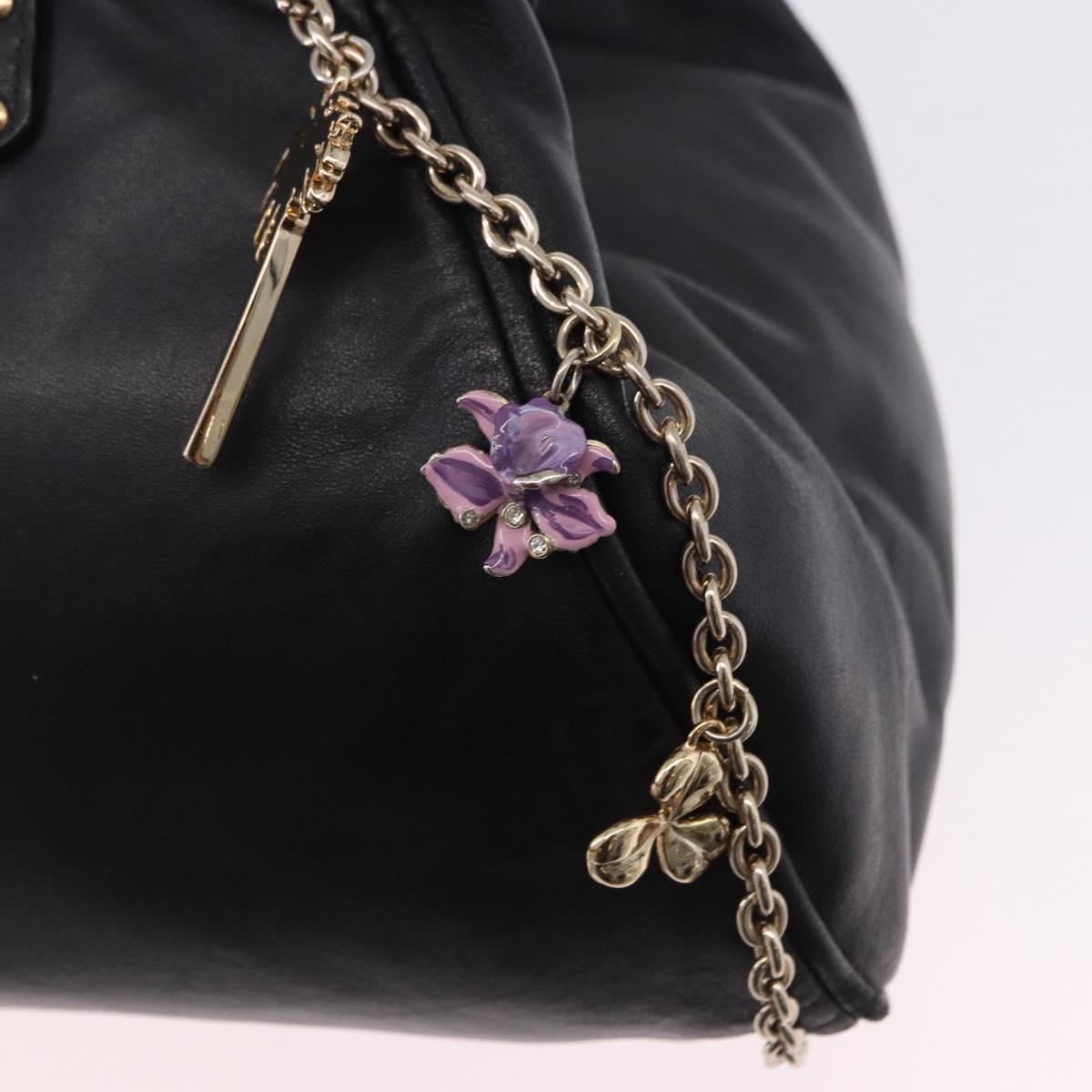 VERSACE Chain Shoulder Bag Leather H&M Collaboration Black Gold Auth 194660A