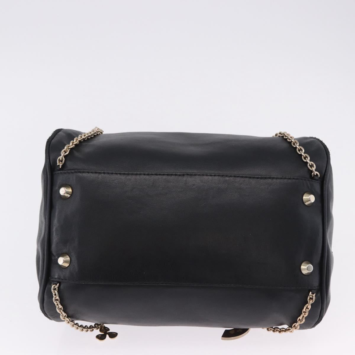 VERSACE Chain Shoulder Bag Leather H&M Collaboration Black Gold Auth 194660A