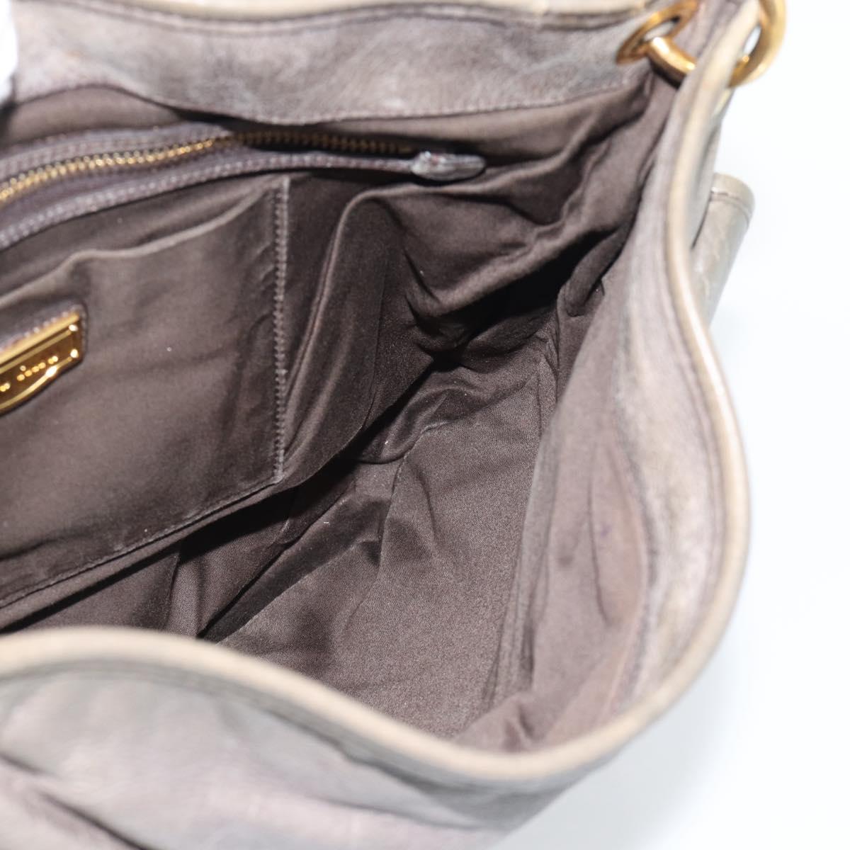 Miu Miu Matelasse Shoulder Bag Leather Gray Gold Auth 194661A