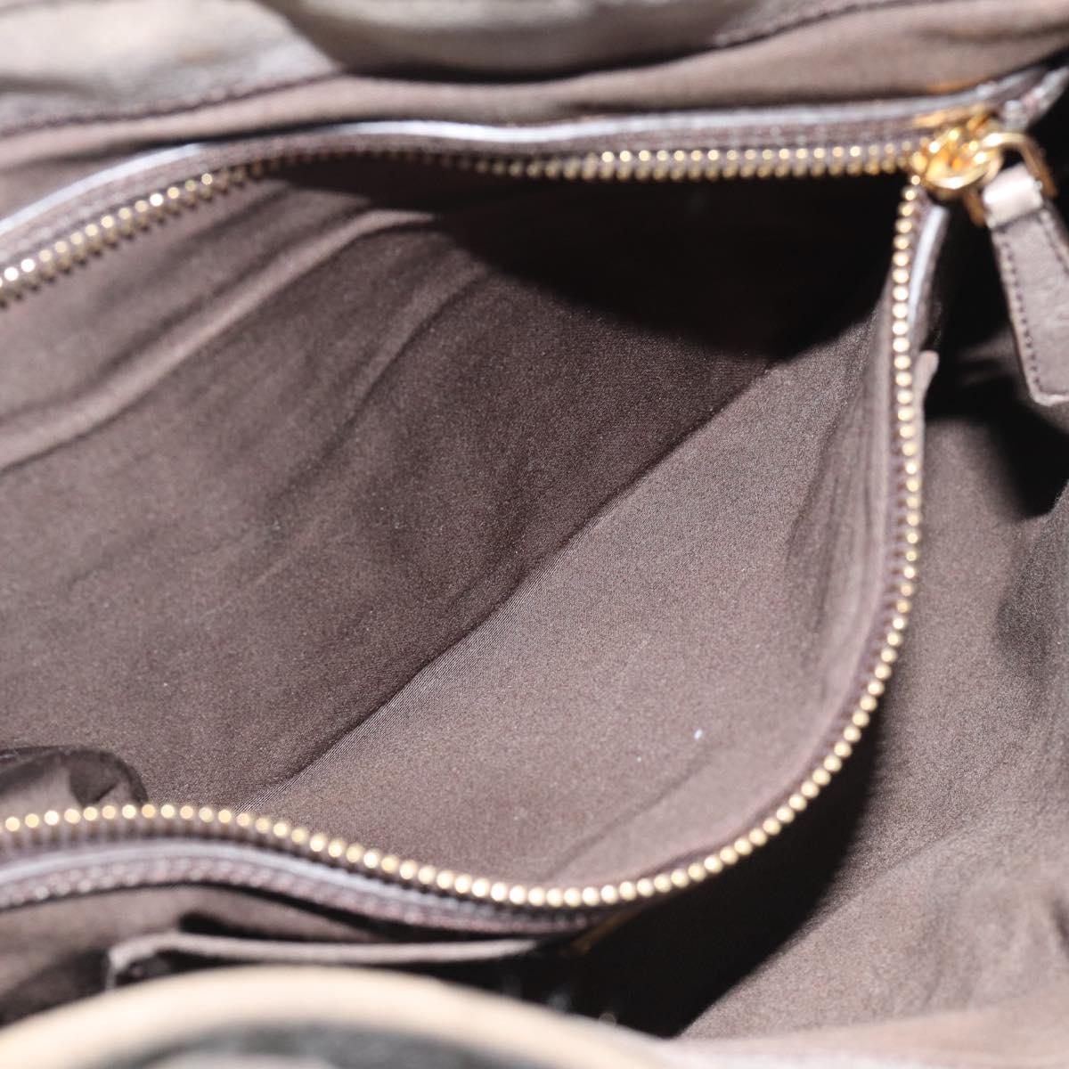 Miu Miu Matelasse Shoulder Bag Leather Gray Gold Auth 194661A
