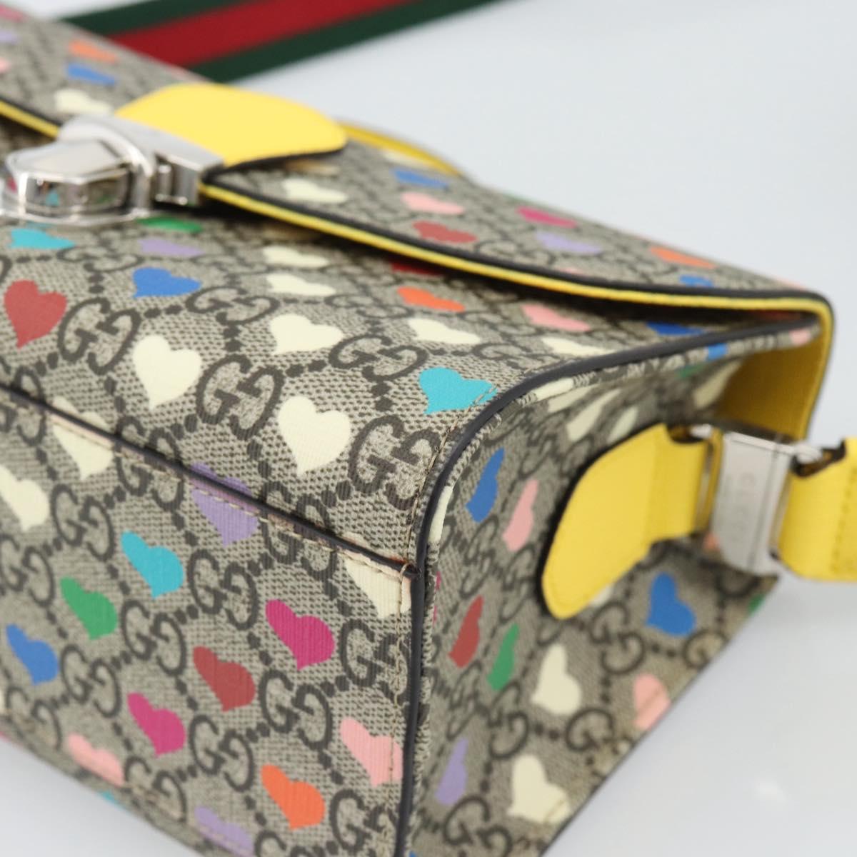 GUCCI GG Supreme Shoulder Bag PVC 2way Beige Silver 525515 Auth 194662M