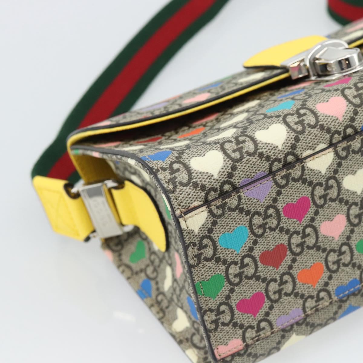 GUCCI GG Supreme Shoulder Bag PVC 2way Beige Silver 525515 Auth 194662M