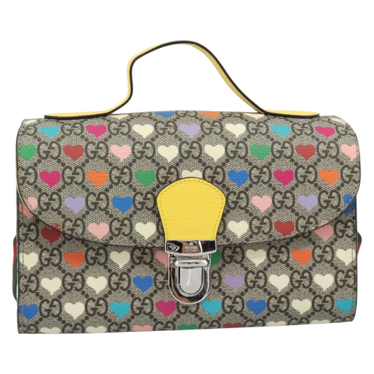 GUCCI GG Supreme Shoulder Bag PVC 2way Beige Silver 525515 Auth 194662M