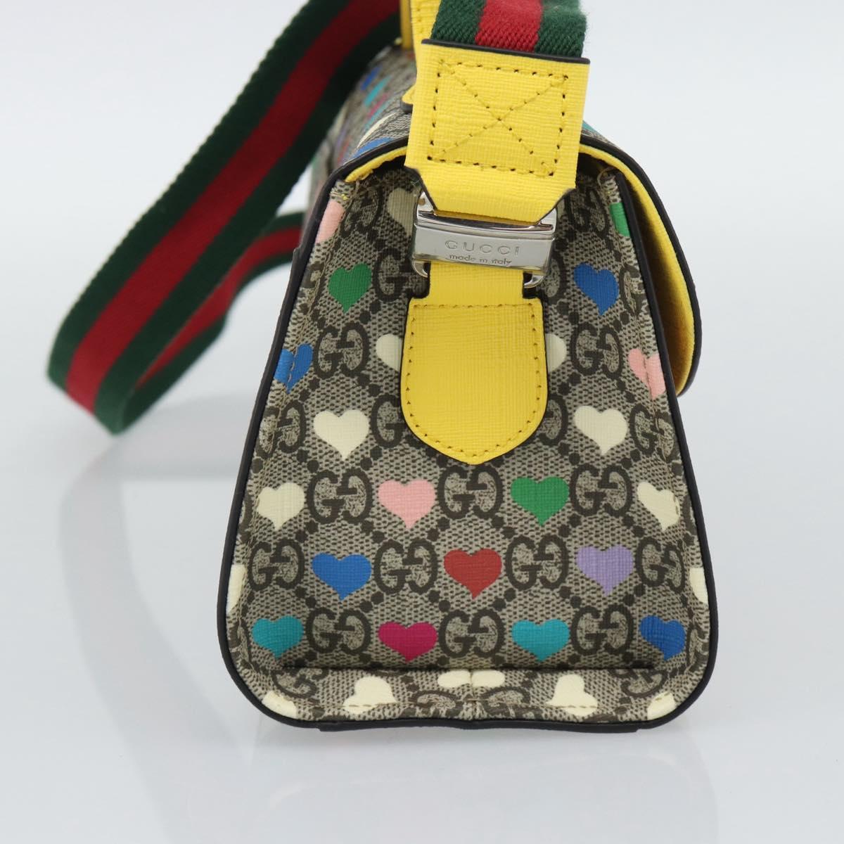 GUCCI GG Supreme Shoulder Bag PVC 2way Beige Silver 525515 Auth 194662M