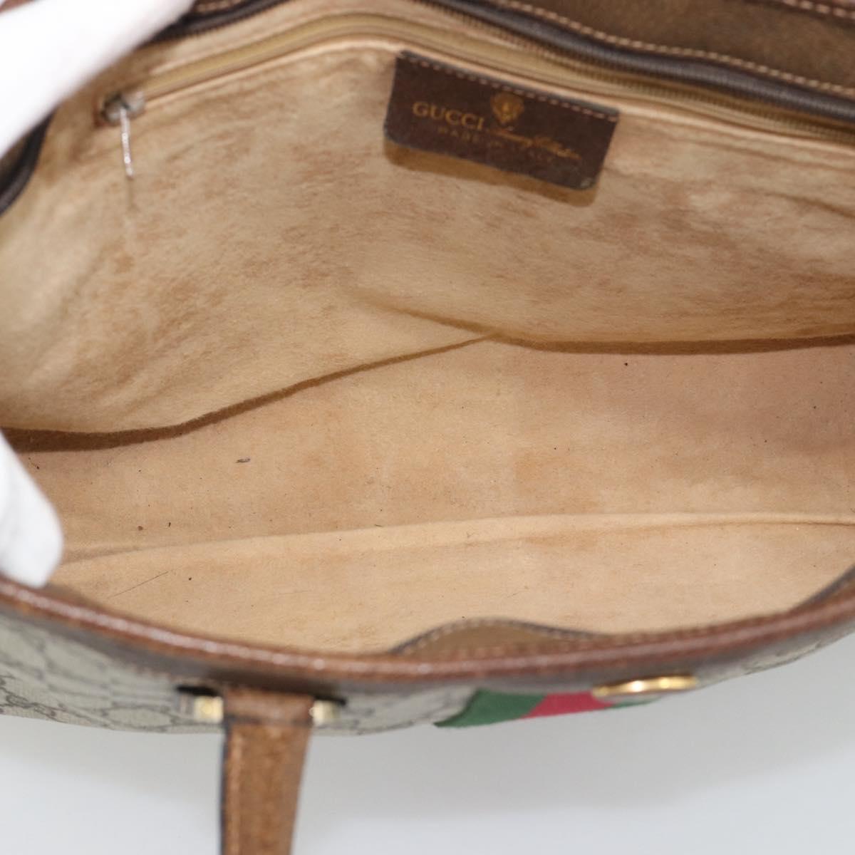 GUCCI GG Supreme Web Sherry Line Hand Bag PVC Beige Gold 002 4083 39 Auth 194663