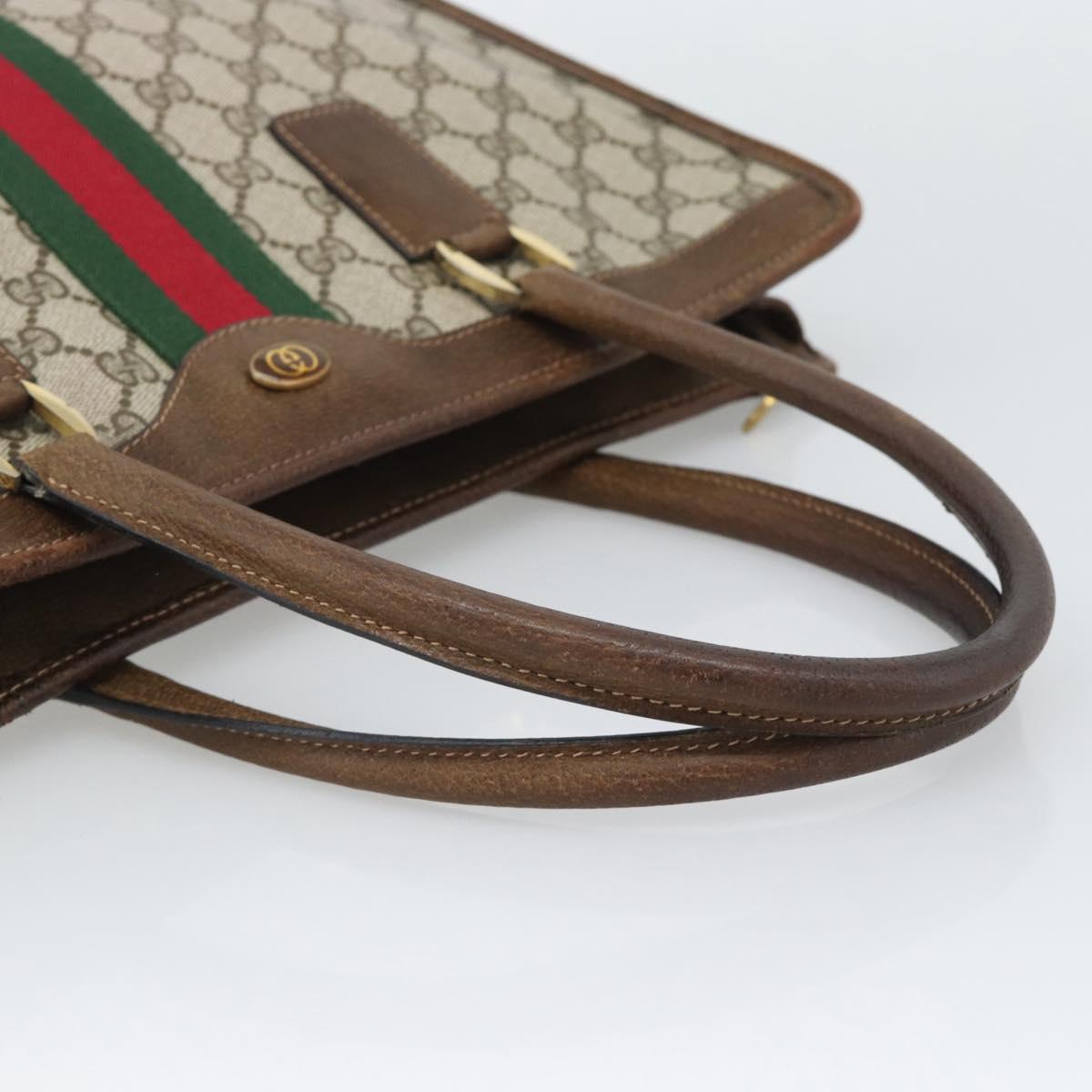 GUCCI GG Supreme Web Sherry Line Hand Bag PVC Beige Gold 002 4083 39 Auth 194663