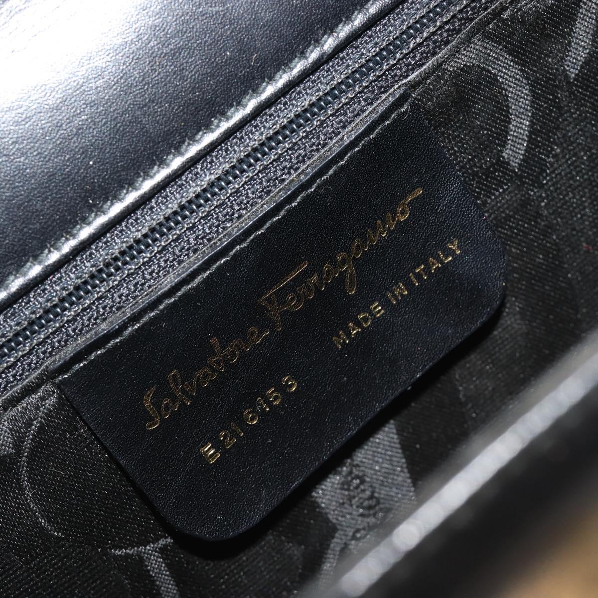 Salvatore Ferragamo Gancini Shoulder Bag Leather Black Gold Auth 194666