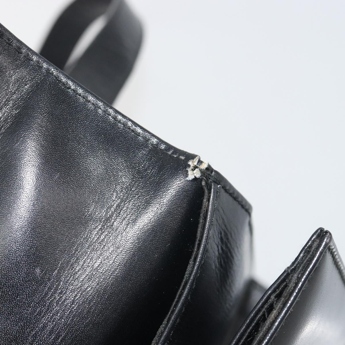 Salvatore Ferragamo Gancini Shoulder Bag Leather Black Gold Auth 194666