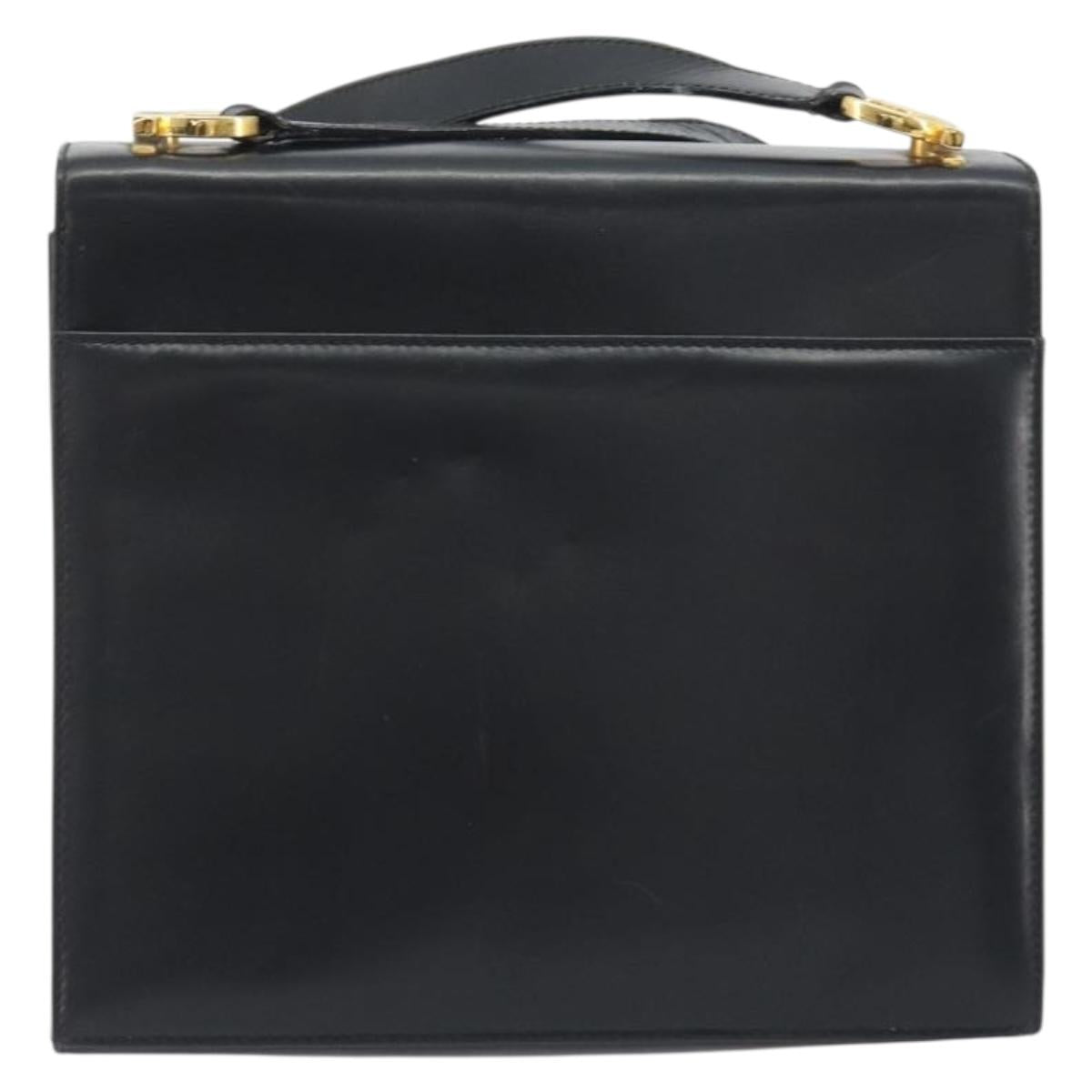 Salvatore Ferragamo Gancini Shoulder Bag Leather Black Gold Auth 194666