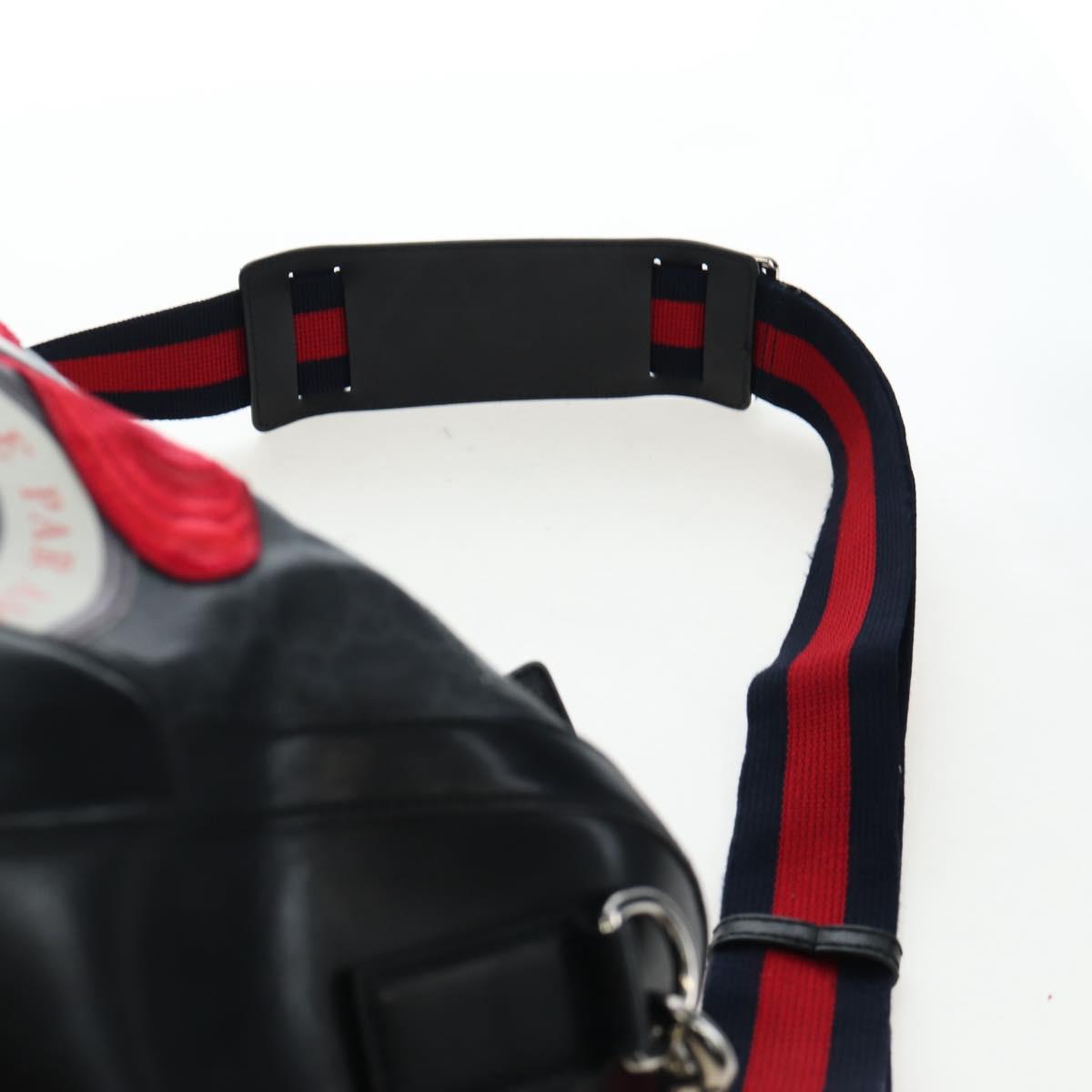 GUCCI GG Supreme Boston Bag PVC 2way Black Silver 474131 Auth 194667M