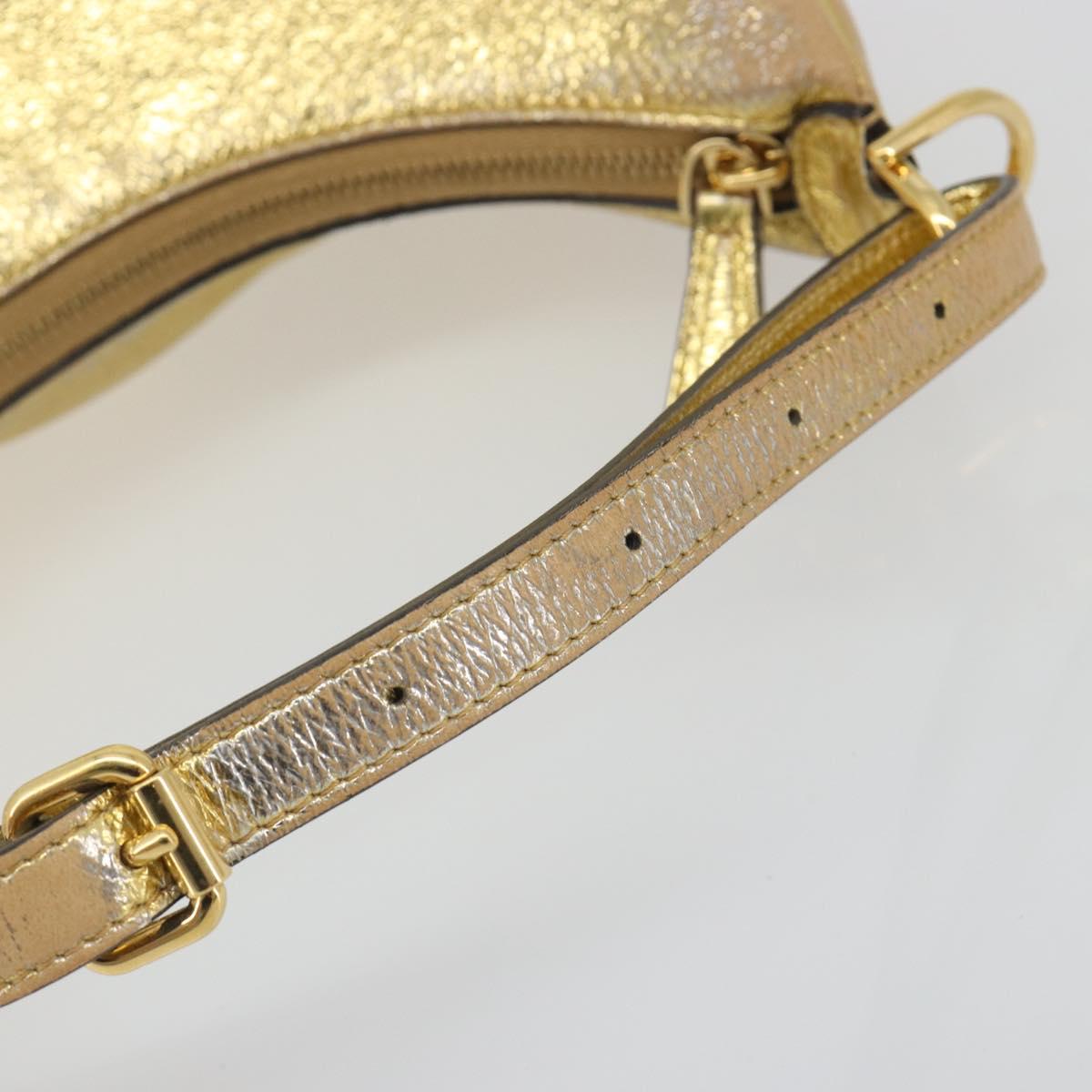 FENDI Shoulder Bag Leather Gold Auth 194668SAV