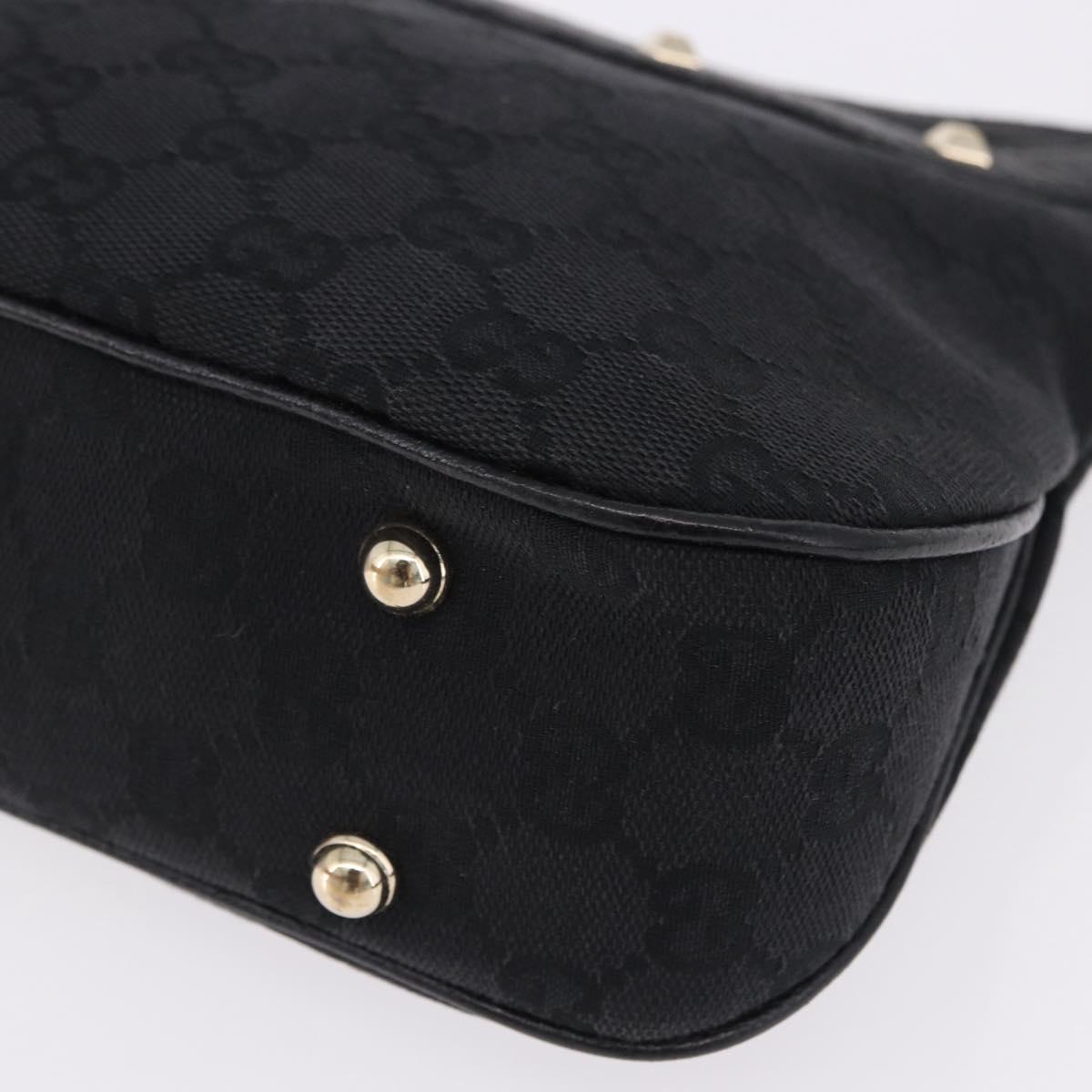GUCCI Bamboo Shoulder Bag Leather Black Gold 137378 Auth 194670V