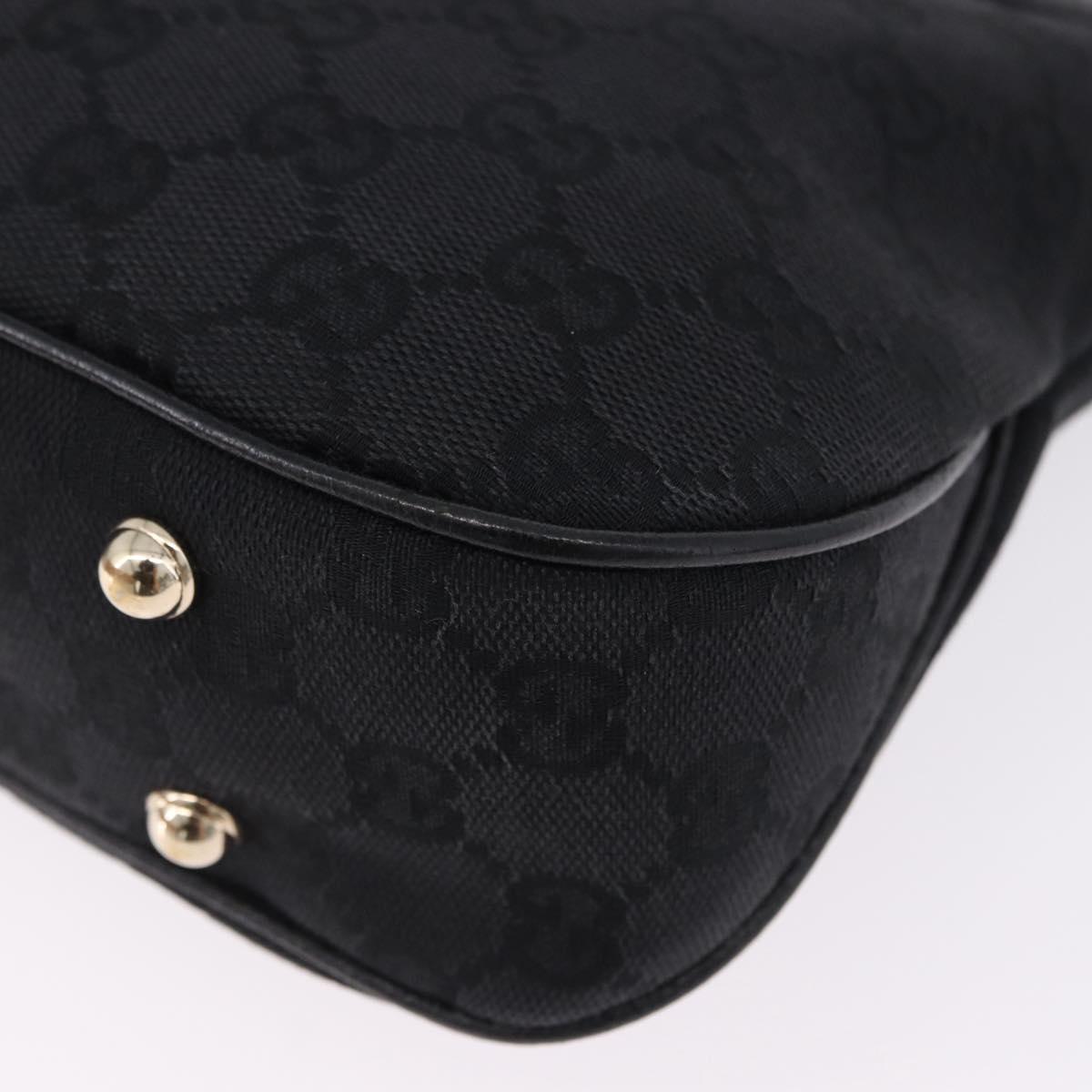 GUCCI Bamboo Shoulder Bag Leather Black Gold 137378 Auth 194670V