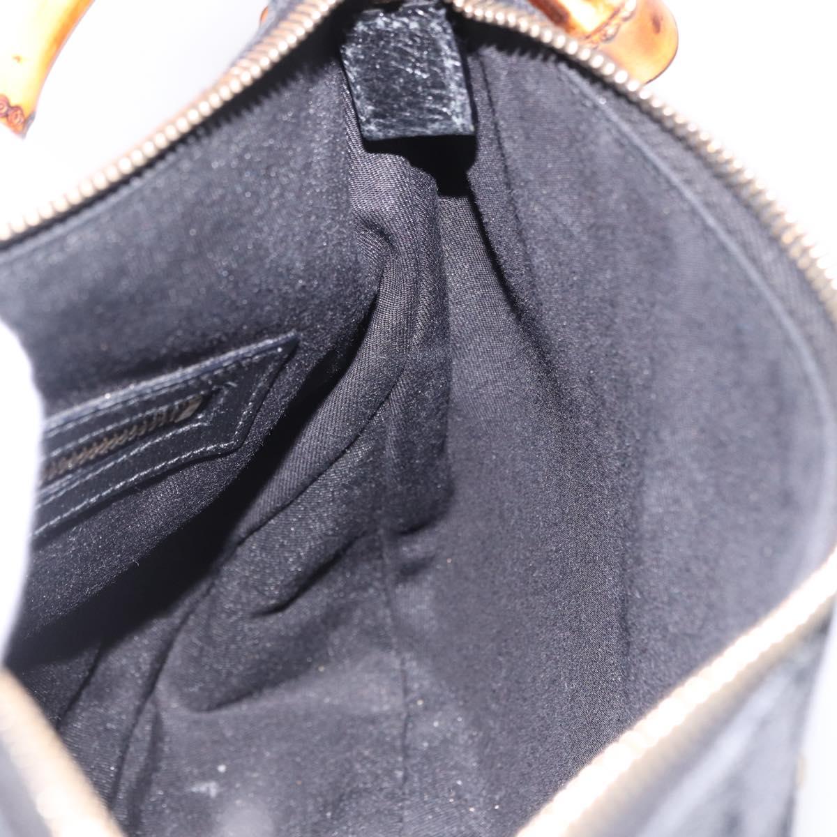 GUCCI Bamboo Shoulder Bag Leather Black Gold 137378 Auth 194670V