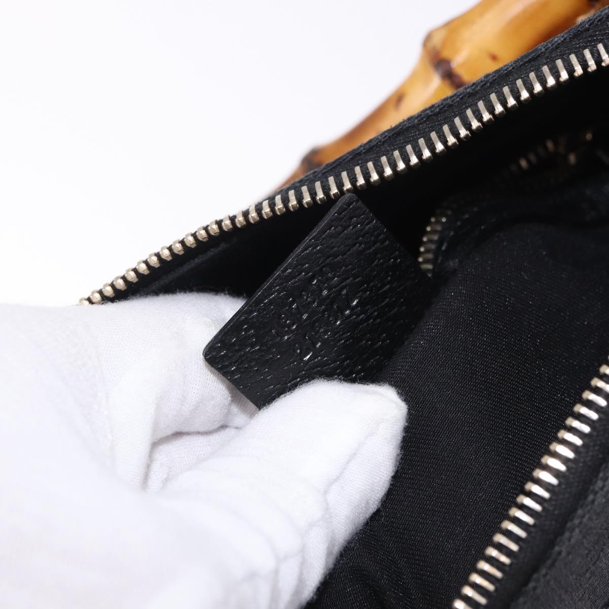 GUCCI Bamboo Shoulder Bag Leather Black Gold 137378 Auth 194670V