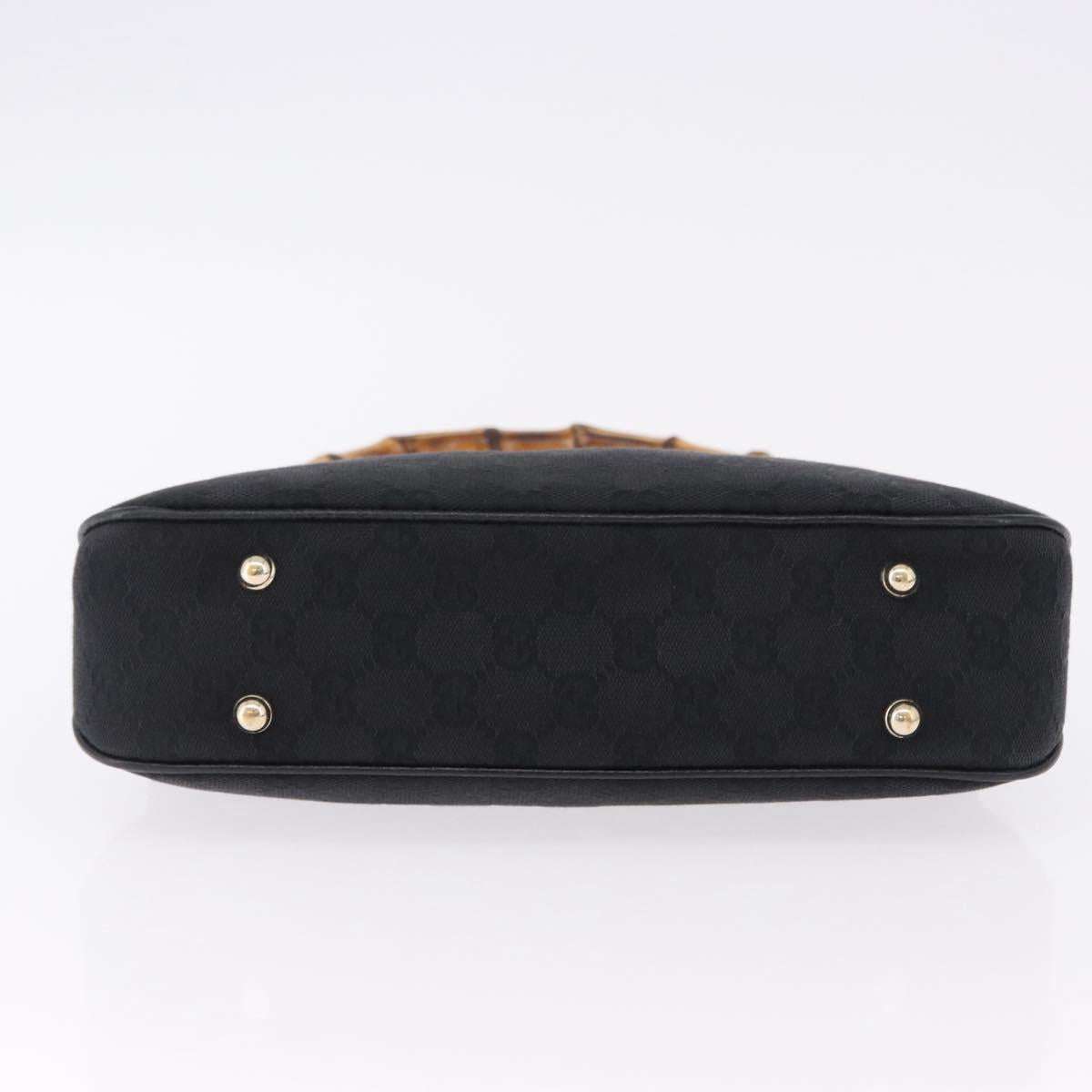 GUCCI Bamboo Shoulder Bag Leather Black Gold 137378 Auth 194670V