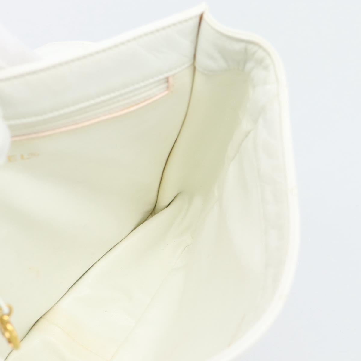 CHANEL Matelasse Chain Shoulder Bag Lamb Skin White CC Auth 194671V