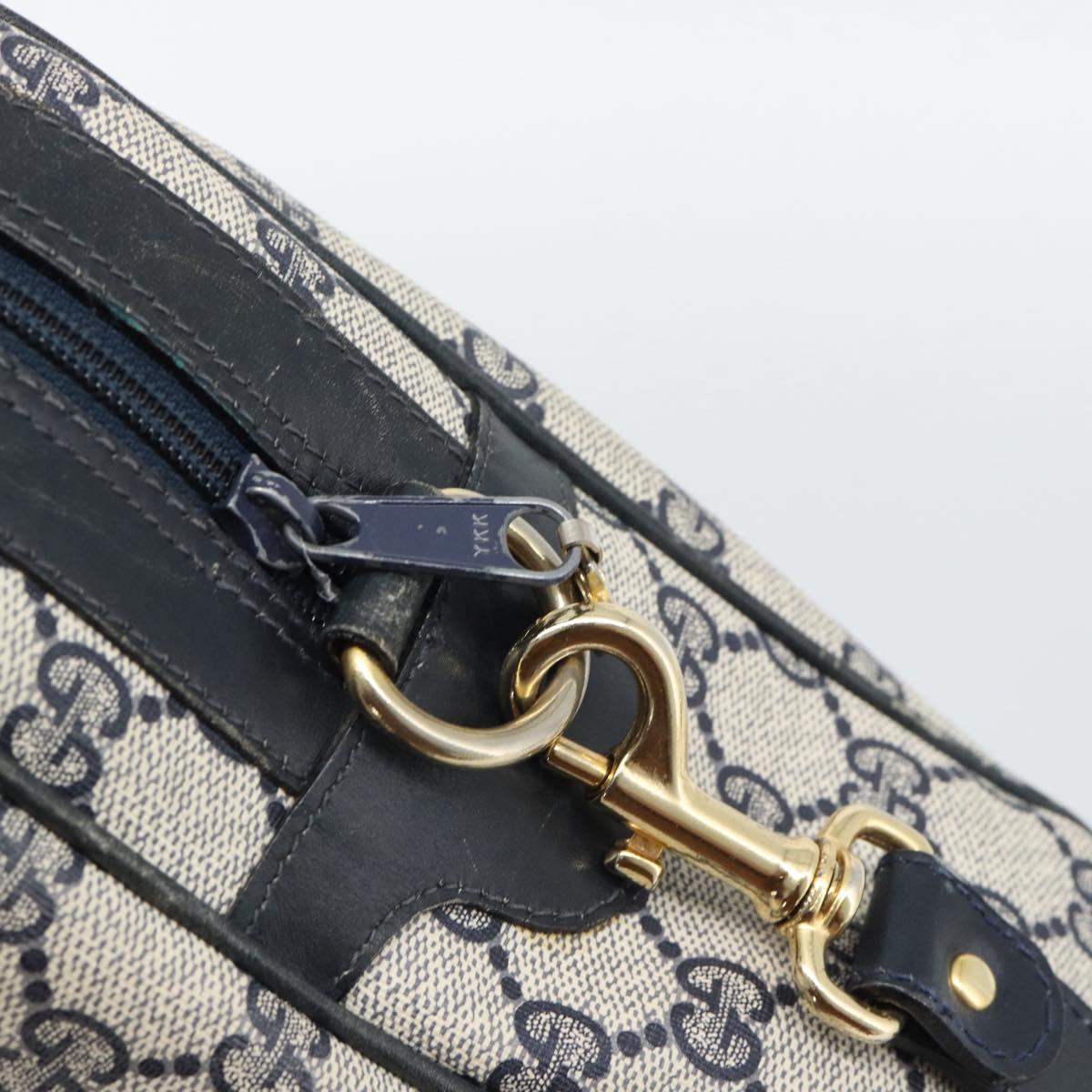 GUCCI GG Supreme Sherry Line Boston Bag PVC 2way Navy Gold Auth 194672V