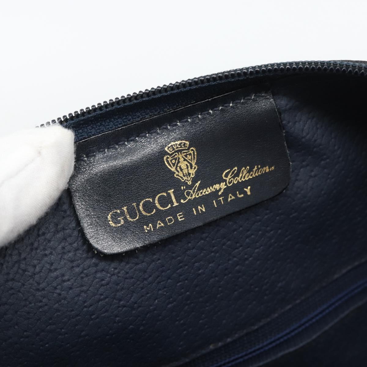 GUCCI GG Supreme Sherry Line Boston Bag PVC 2way Navy Gold Auth 194672V