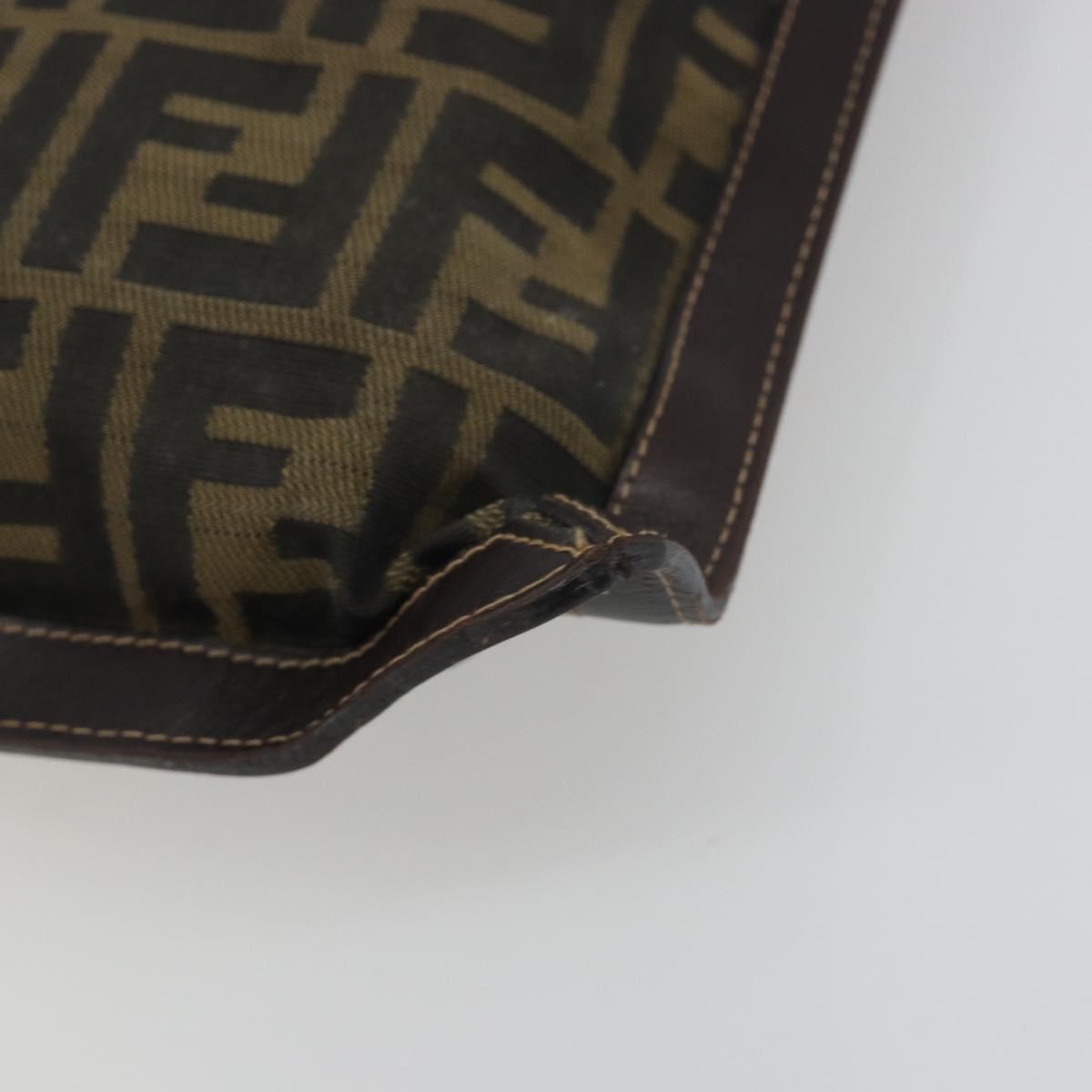 FENDI Zucca Canvas Clutch Bag Black Brown Auth 194673