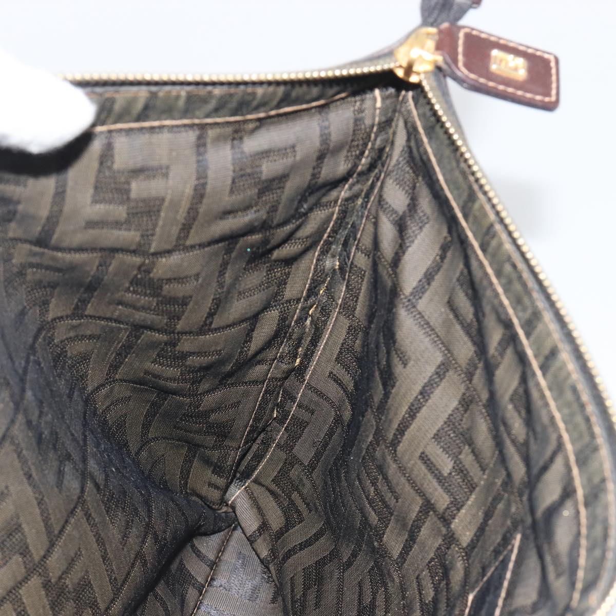 FENDI Zucca Canvas Clutch Bag Black Brown Auth 194673