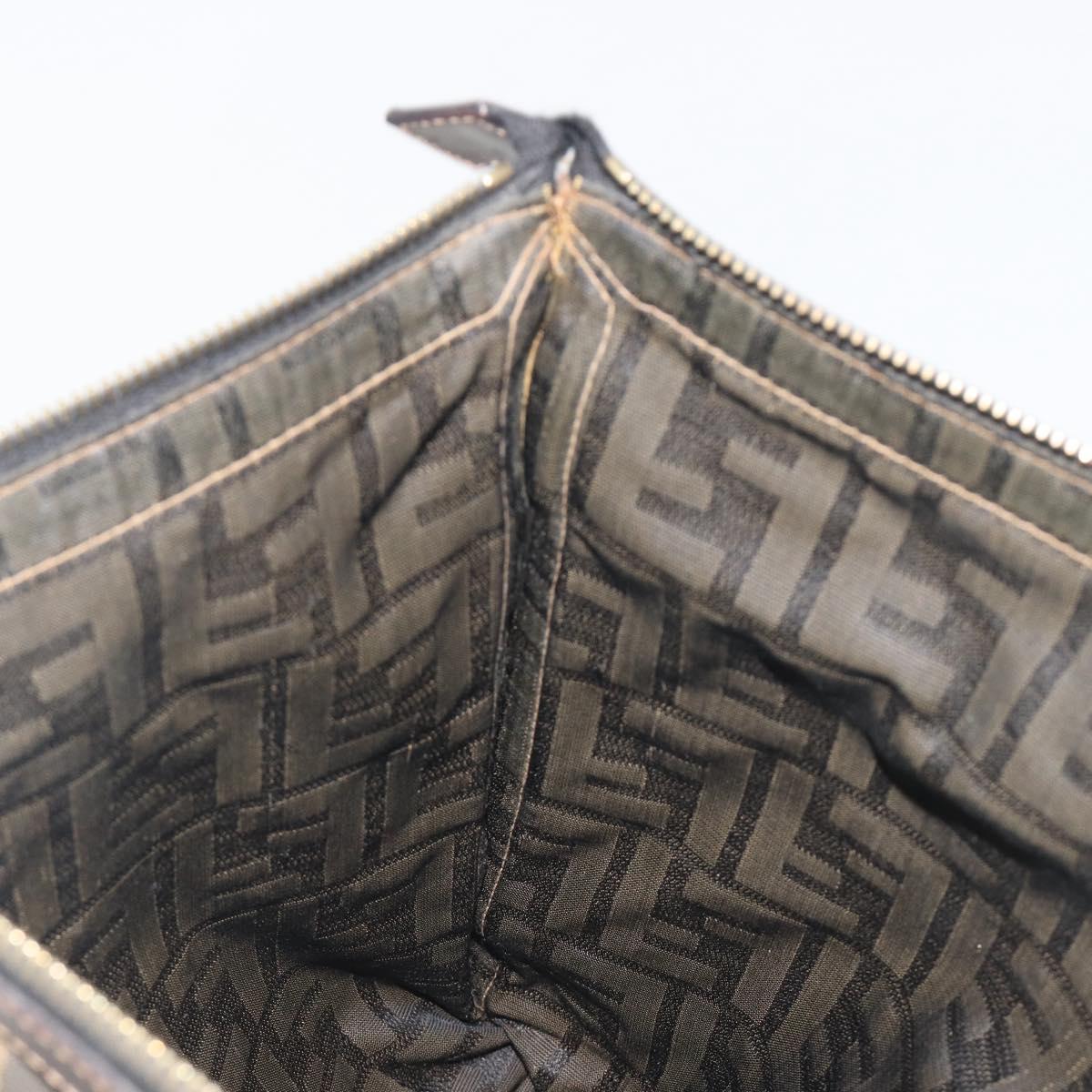 FENDI Zucca Canvas Clutch Bag Black Brown Auth 194673