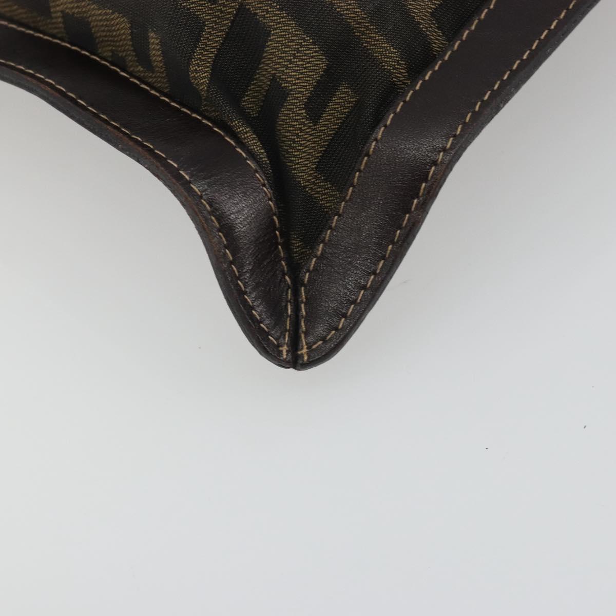 FENDI Zucca Canvas Clutch Bag Black Brown Auth 194673