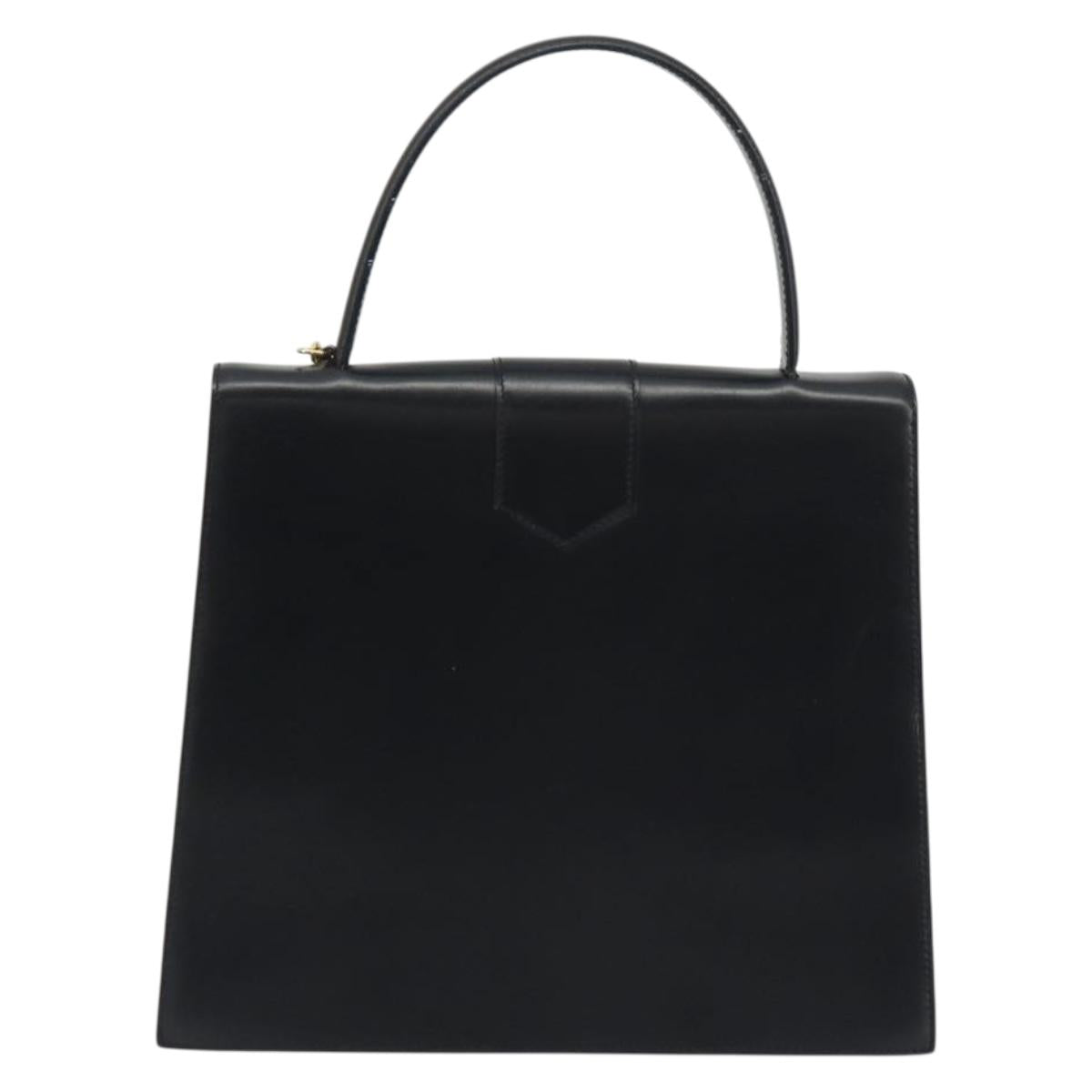 CELINE Hand Bag Leather Black Gold Auth 194674A