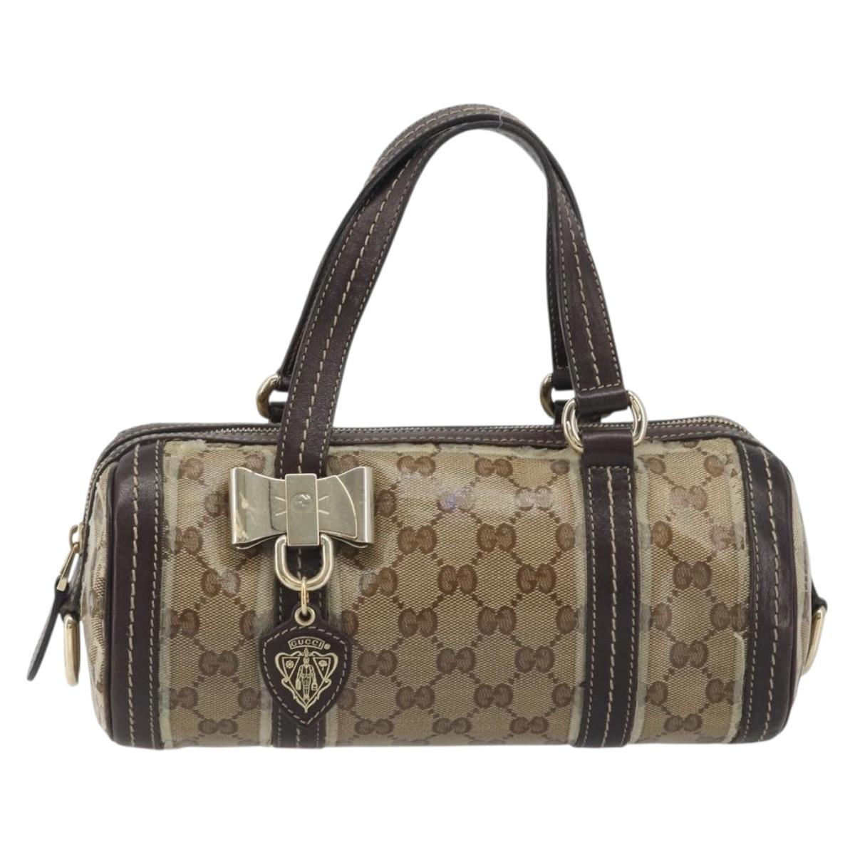 GUCCI GG Crystal Duchessa Boston Bag Coated Canvas Beige Gold 181485 Auth 194676