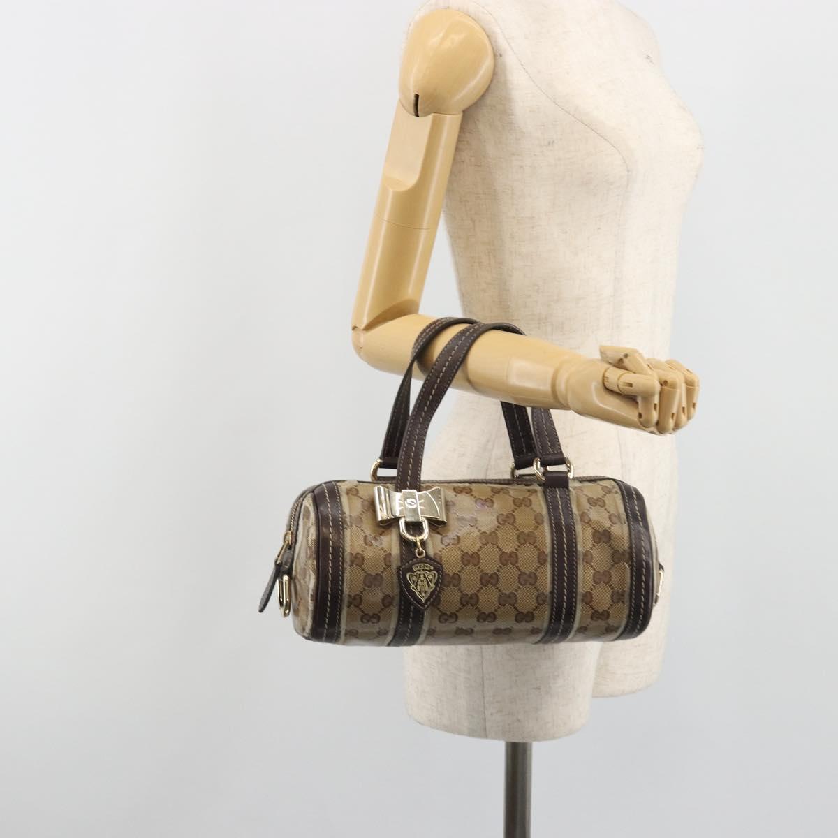 GUCCI GG Crystal Duchessa Boston Bag Coated Canvas Beige Gold 181485 Auth 194676
