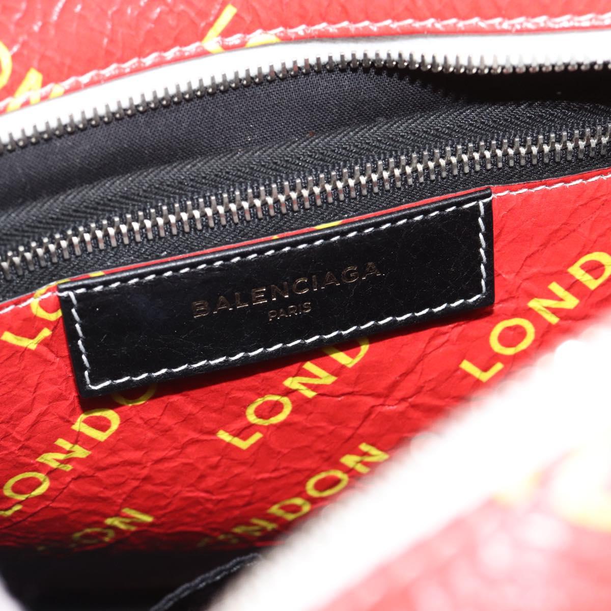 BALENCIAGA Bazaar Shopper Hand Bag Leather 2way Red Silver 443096 Auth 194679SAM