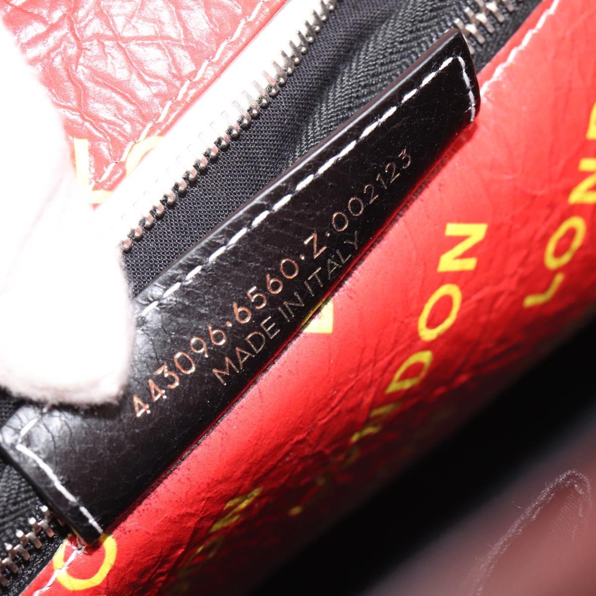 BALENCIAGA Bazaar Shopper Hand Bag Leather 2way Red Silver 443096 Auth 194679SAM