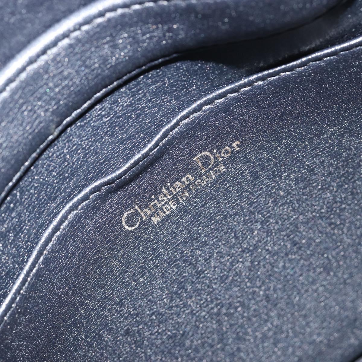Christian Dior Trotter Canvas Shoulder Bag Navy Gold Auth 194680A