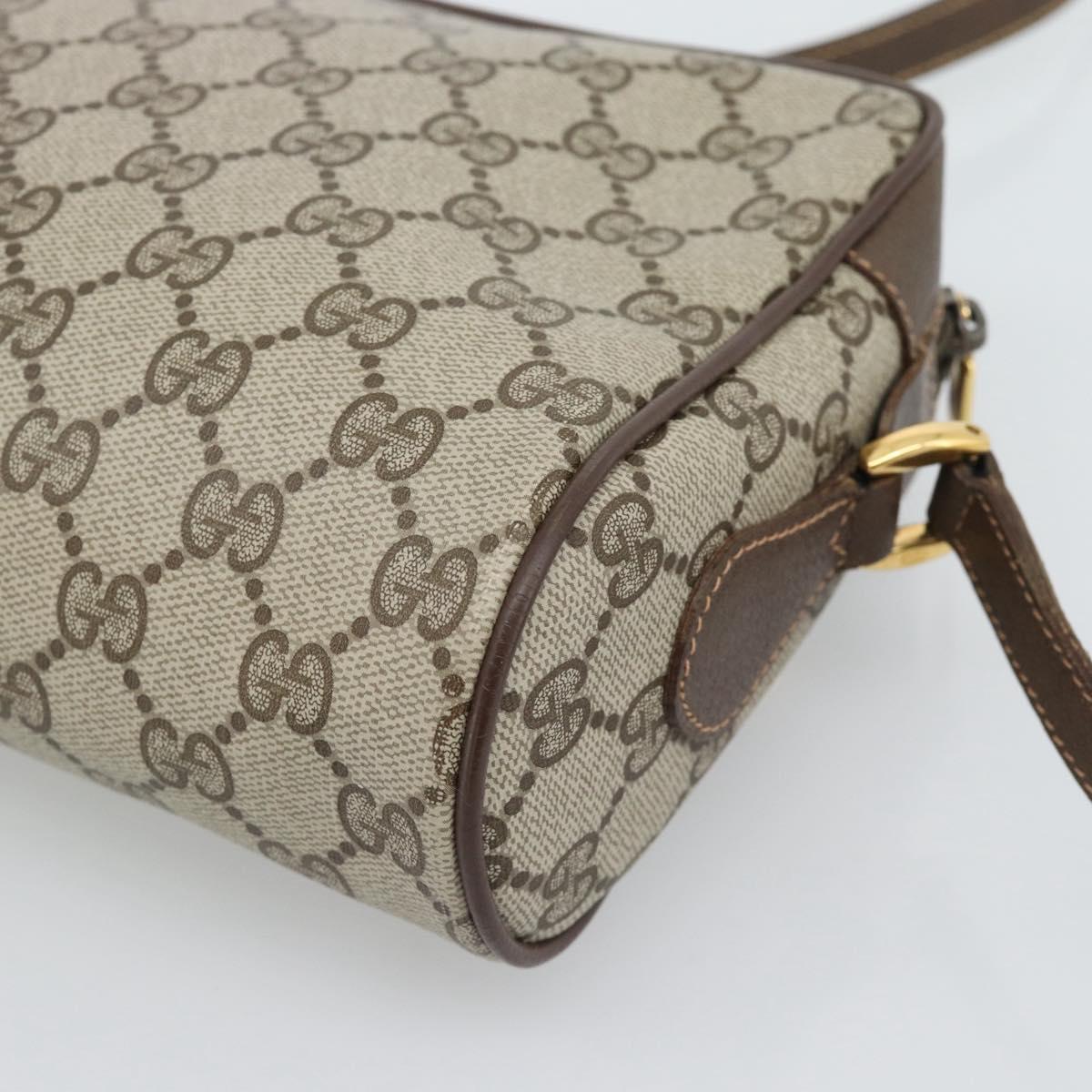 GUCCI GG Supreme Web Sherry Line Bag PVC Beige Gold 119 02 087 Auth 194683