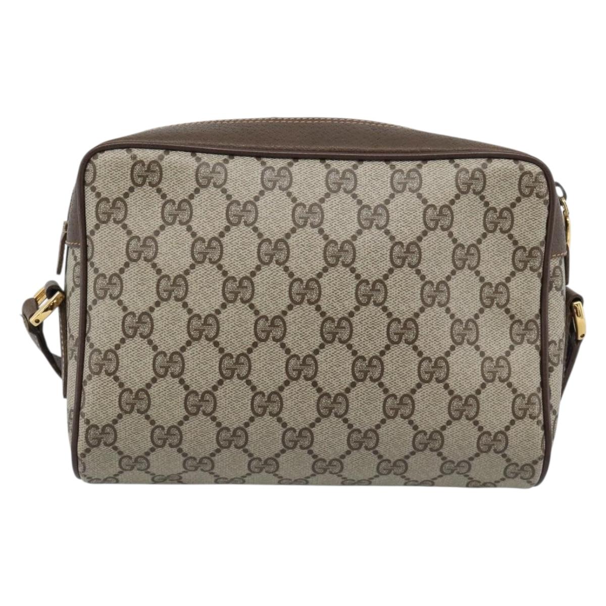 GUCCI GG Supreme Web Sherry Line Bag PVC Beige Gold 119 02 087 Auth 194683