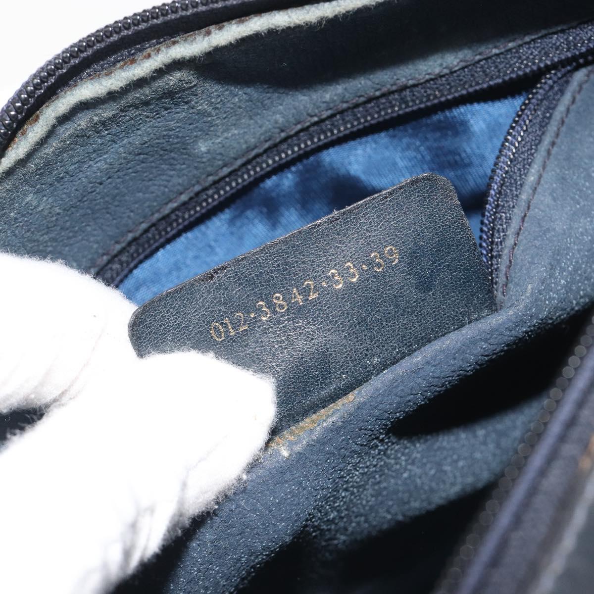 GUCCI GG Supreme Sherry Line Boston Bag PVC Navy Gold Auth 194684